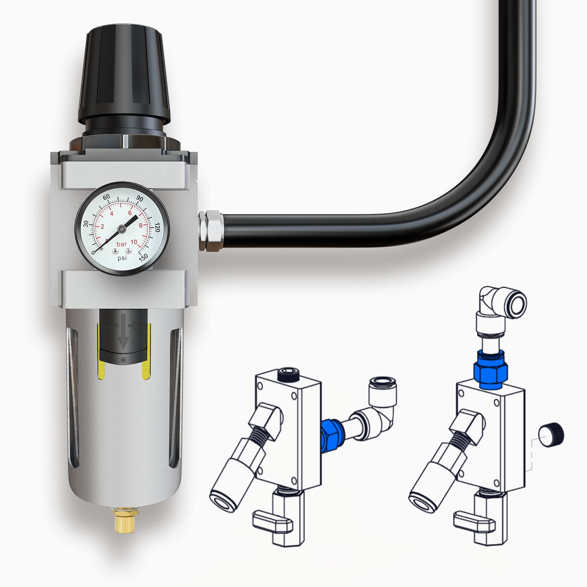 Ancimoon 2Pcs 3/4 Tee Air Piping Fittings, 3/4 Tubing X 3/4 Tubing X 3/4 Tubing, Brass Nickel Plated, 200Psi Working Pressure, A