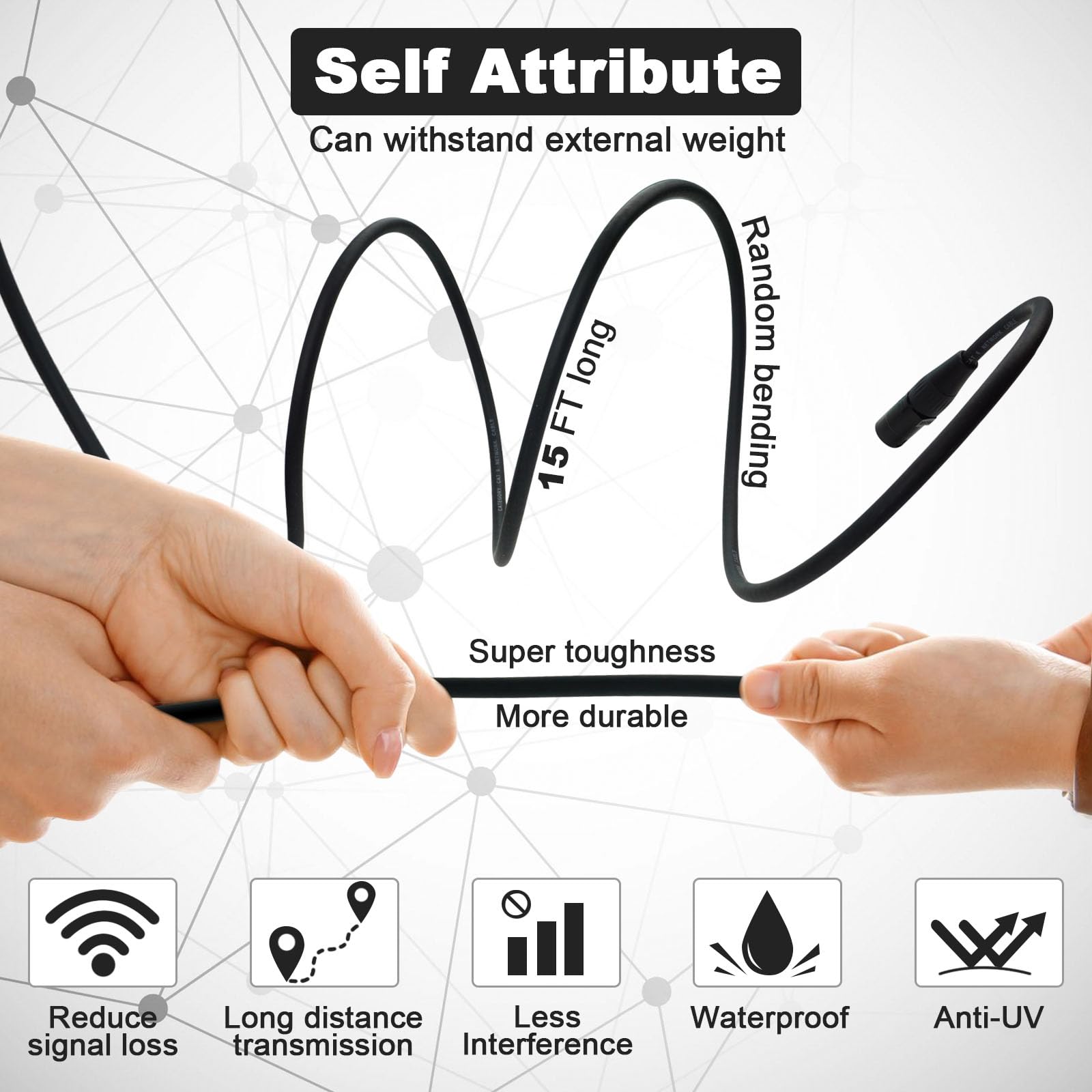 Jamesin Cat6 Shielded Ethercon Cable, 15 Feet, With Booted Rj45, Tactical Locking Ethernet, And Converta Shell Connectors, For S