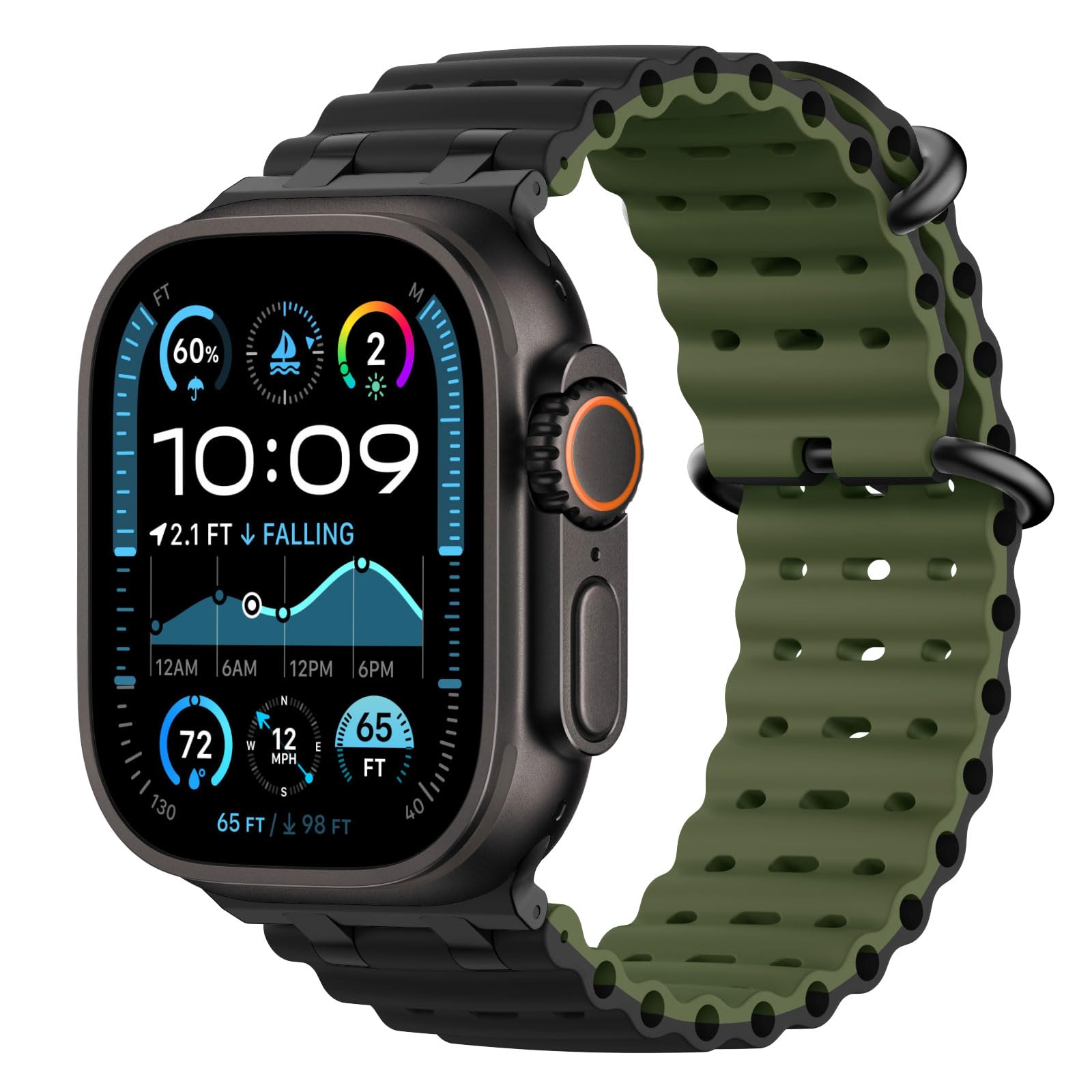 Astorgos Bicolor Ocean Band for Apple Watch Ultra 3/2/1 49mm,S11/S10 46mm,9/8/7 45mm,SE3/SE2/SE/6/5/4 44mm,3/2/1 42mm, Metal Con