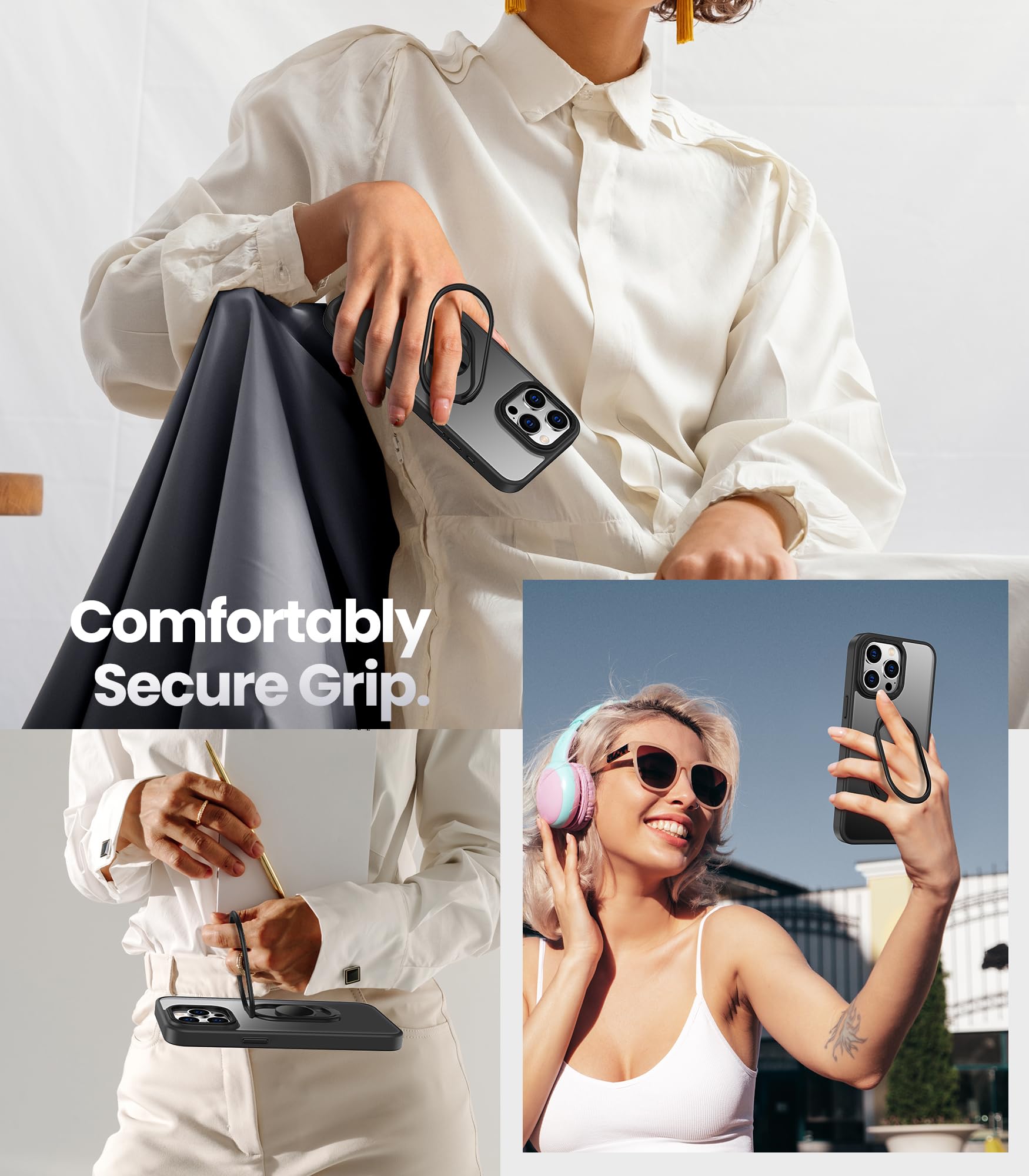 Shields Up For Iphone 15 Pro Max Case With Stand, Phone Case With Double Ring Holder [Adjustable & Foldable] Protective Transluc