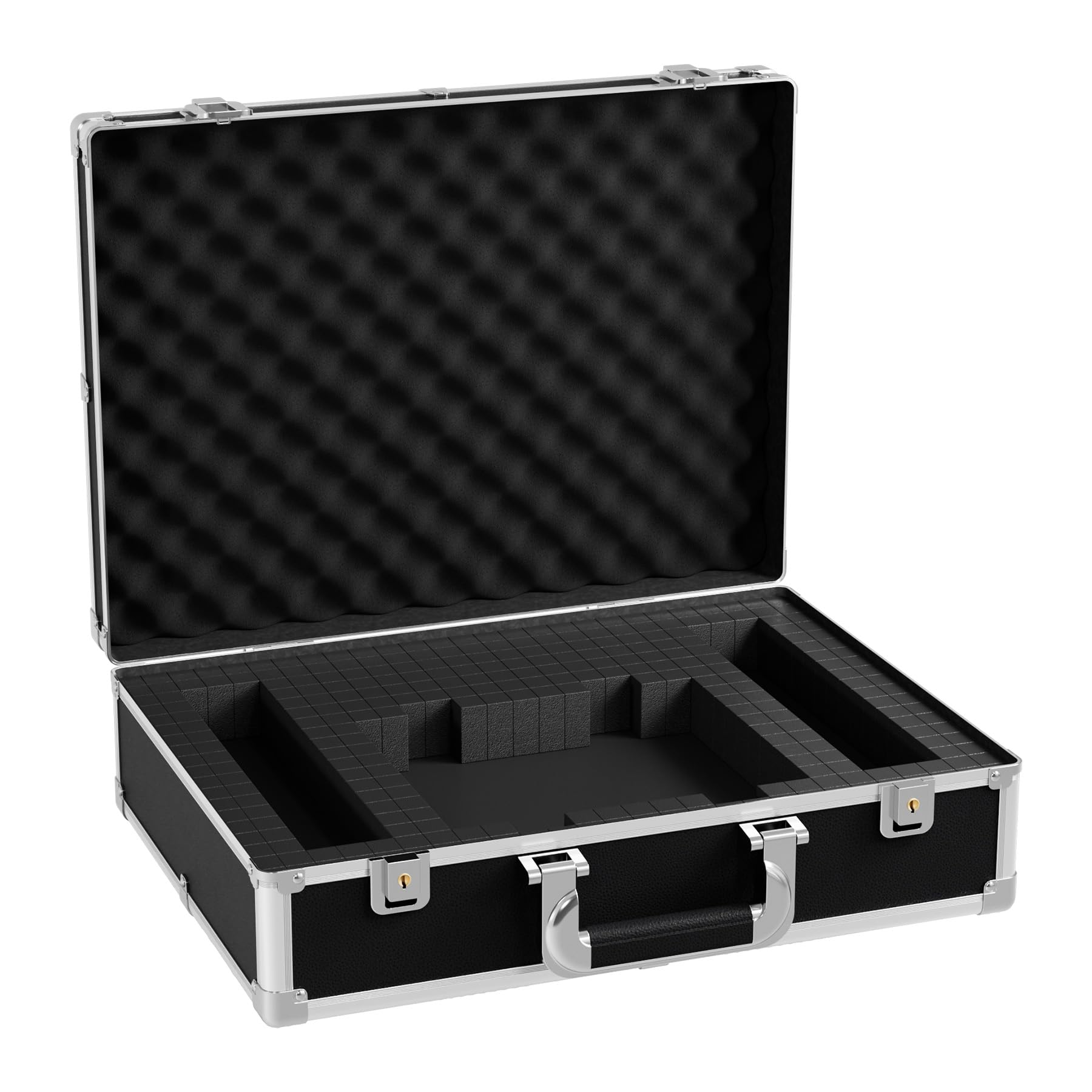 giitooa 17 Inch Hard Shell Carrying Case, Aluminum Alloy Sturdy Build, Customizable Pre-Diced Foam, Suitable for Wireless Mic Sy
