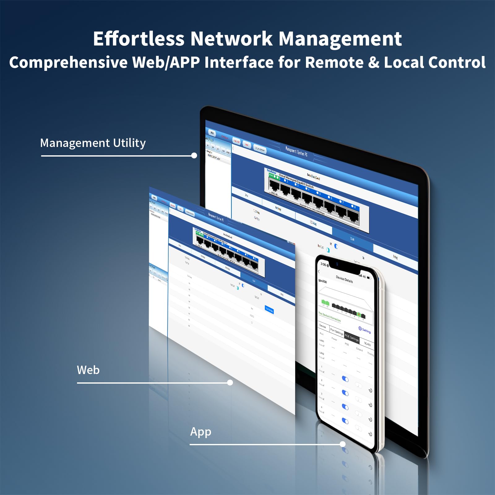 8 Port Gigabit Switch, Easy Smart Managed Ethernet Switch, Network Hub, Ethernet Splitter, Plug & Play, Fanless Metal Design, Vl
