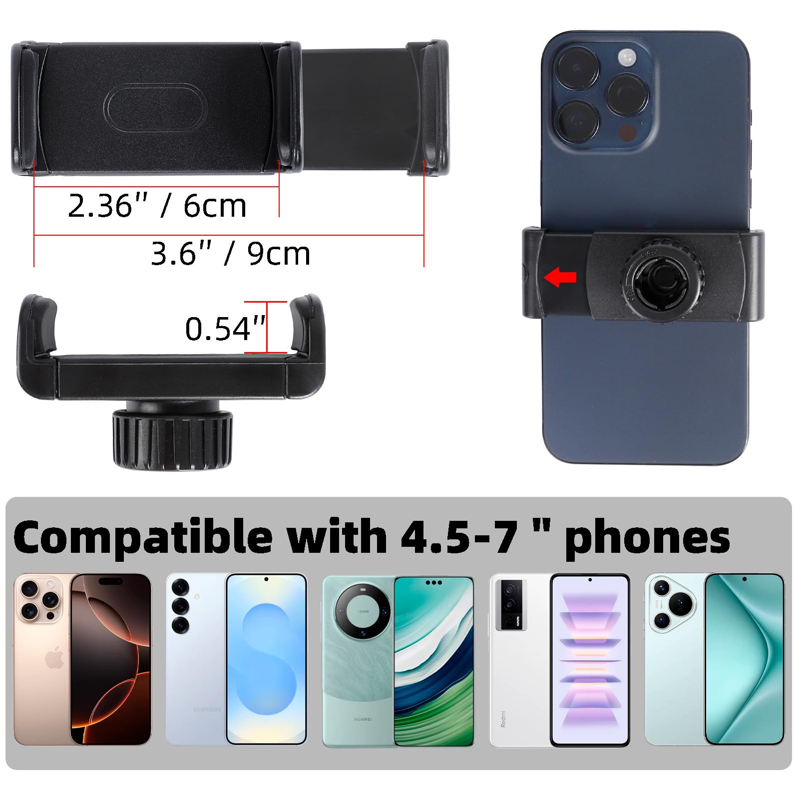 Fpn Portable Flexible Phone Holder With Handle For Treadmill, Spin Bike, Stroller, Tripod, Shopping Cart, Desk, Logitech Webcam,