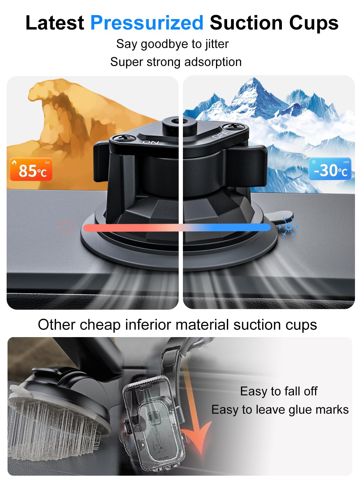 Kolasels Heavy Duty Dual Tablet Holder For Car/Truck [Metal Arm] Dashboard Windshield Double Mount For Vehicle Dash Suction Stan