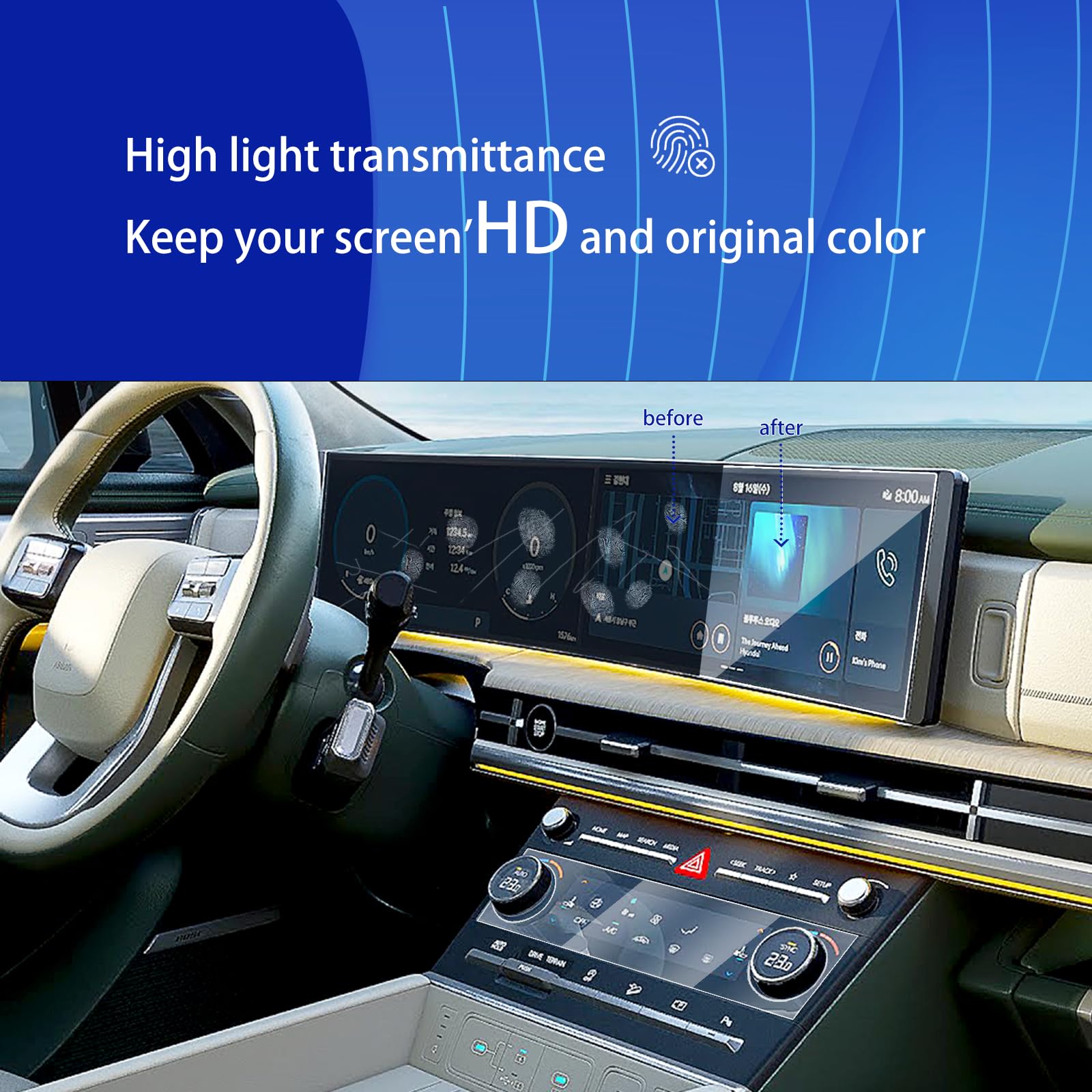 2Pack 2024 Hyundai Santa Fe Screen Protector & Ac Climate Film For 2024 Hyundai Santa Fe Se Sel Xrt Limited Calligraphy Hybrid D