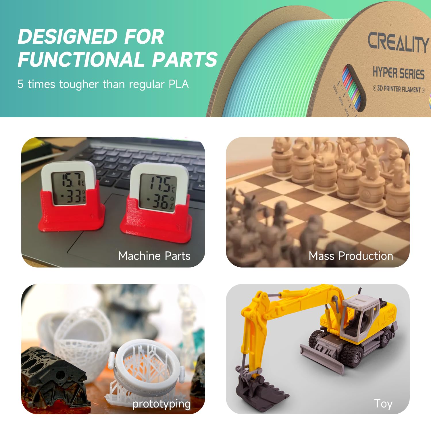 Official Creality Hyper Pla Filament Rainbow 1.75Mm, High Speed Pla 30 600Mm/S 3D Printer Filament Pla, Dimensional Accuracy +/