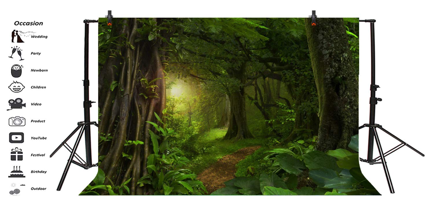 Lfeey 9X6Ft Fairytale Rainforest Photo Backdrop Kids Birthday Party Events Decor Evergreen Forest Jungle Natural Scenery Photogr