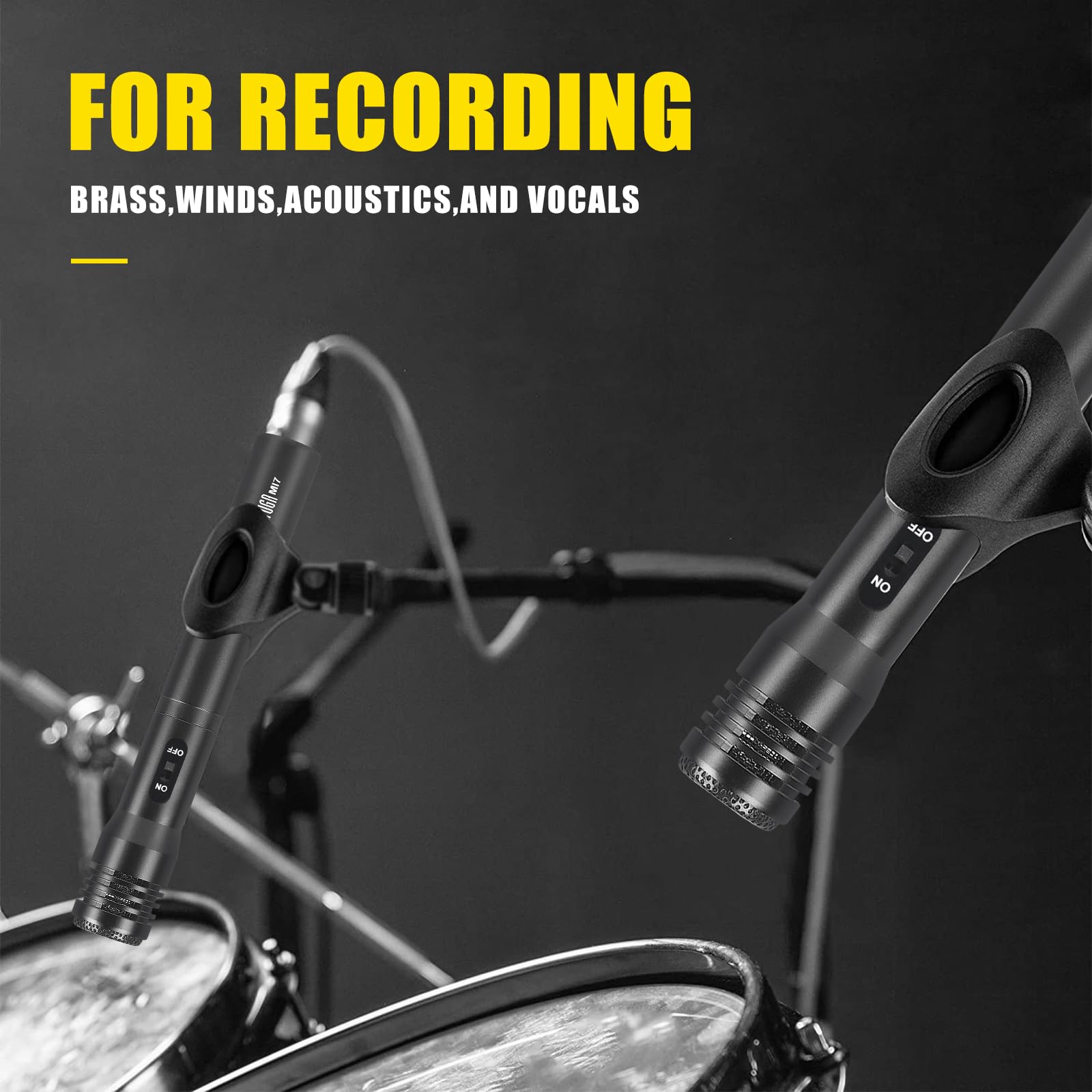 Xtuga New Mi7 7-Piece Wired Dynamic Drum Mic Kit Whole Metal- Kick Bass Microphone Set Use For Drums Vocal Other Instrument Comp