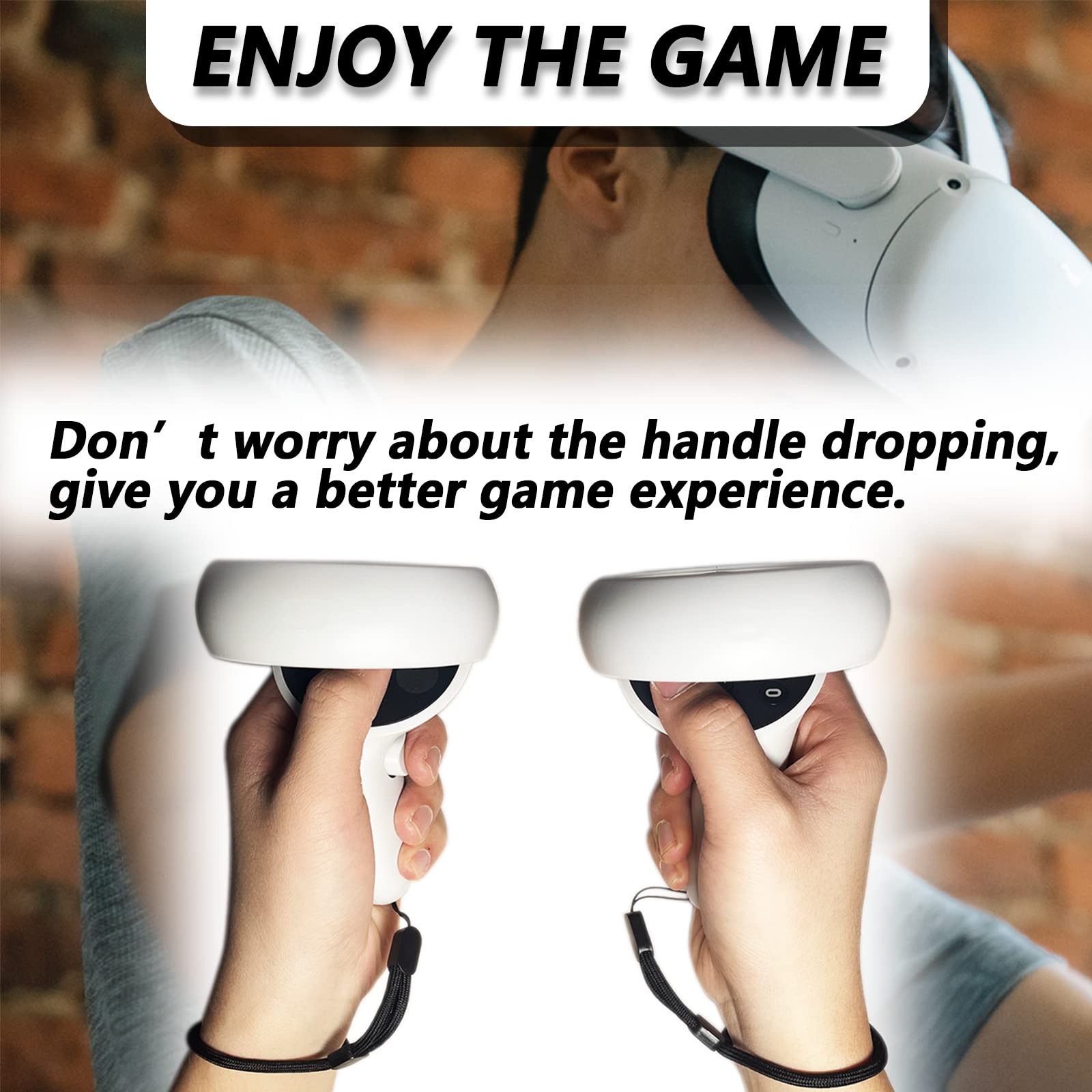 Improved Replacement Wrist Wraps For Oculus Quest 2 Gen Controller, Reflective Hand Straps With Resin Black Stopper, Replacement