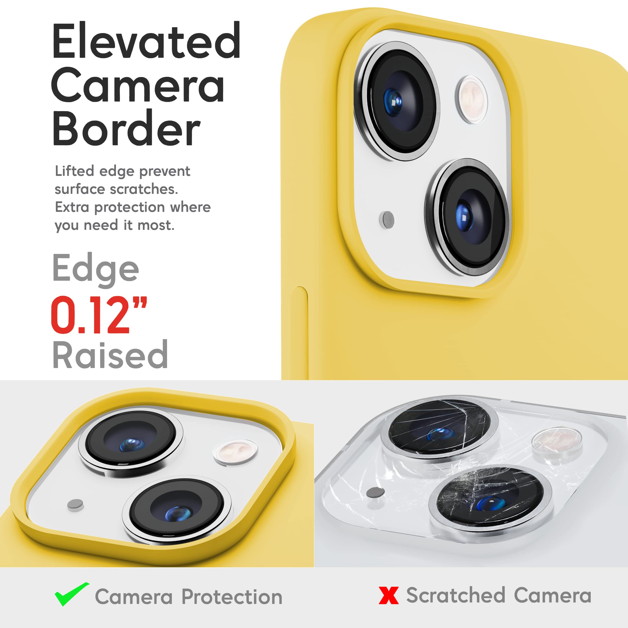 IceSword iPhone 14 Case Liquid Silicone Yellow Slim Protective 6.1 inch Shockproof