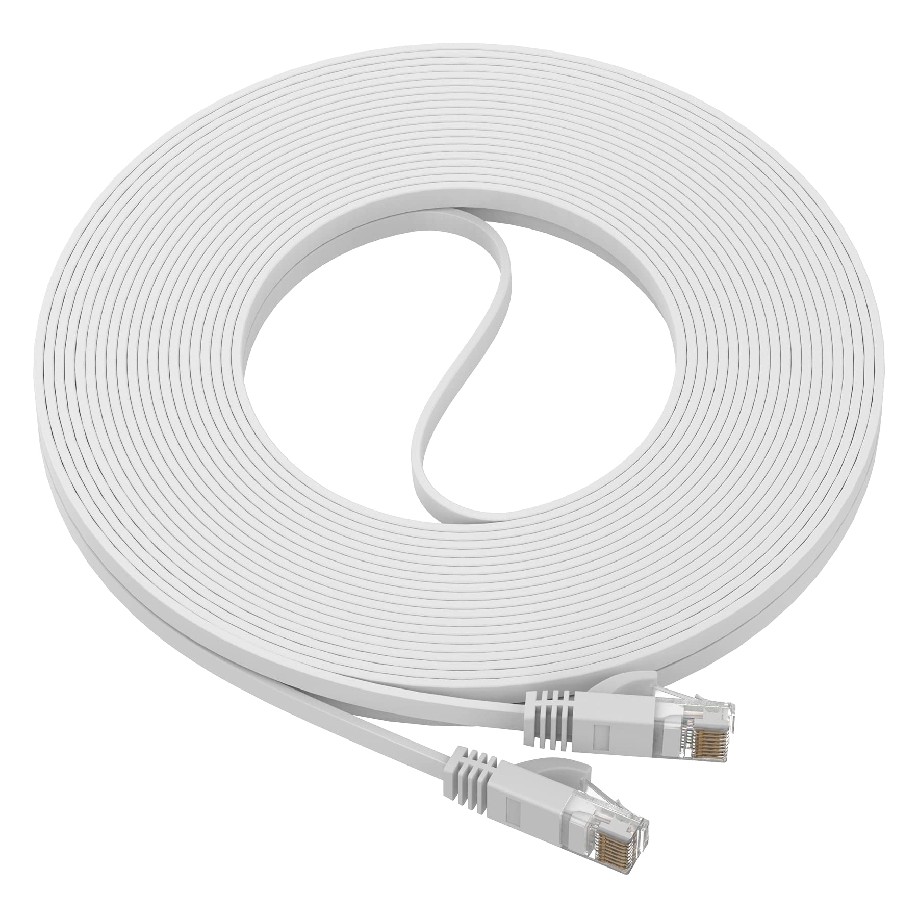 Ultra Clarity Cables Cat 6 Ethernet Cable, Flat 50 Feet Lan, Utp Cat 6, Rj45, Network Cord, Patch, Internet Cable   50 Ft   Whit