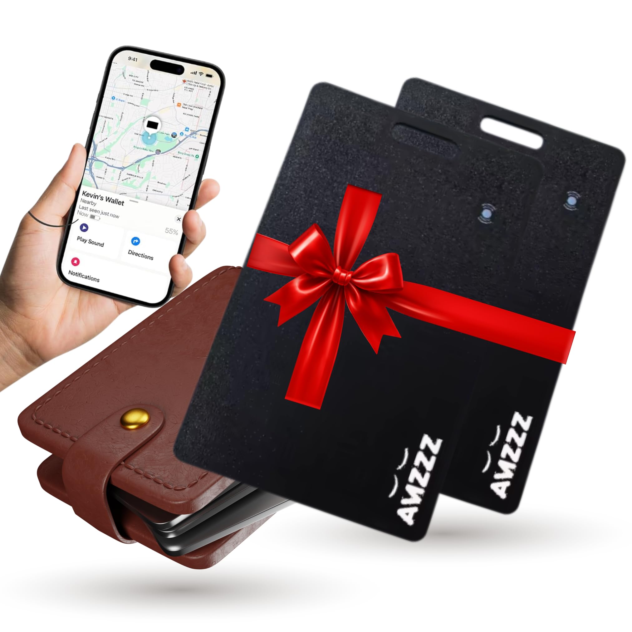 AVMZZZ Pack of 2 Apple MFI Certified Airtag Tracker Card for Apple Find My, Rechargeable Card, Only 0.07in, Finder, Tracking Car