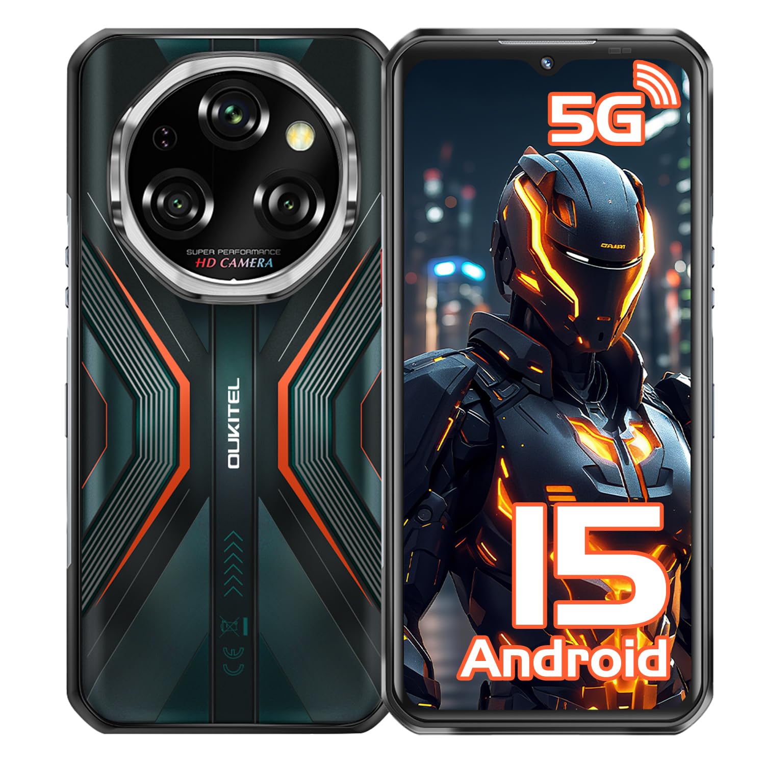 Oukitel Wp55 Android 15 Rugged Phone Unlocked 5G- 36Gb+256Gb/Tf 2Tb Rugged Smartphone, 11000Mah(33W) Battery, 6.6'' Fhd+120Hz Di