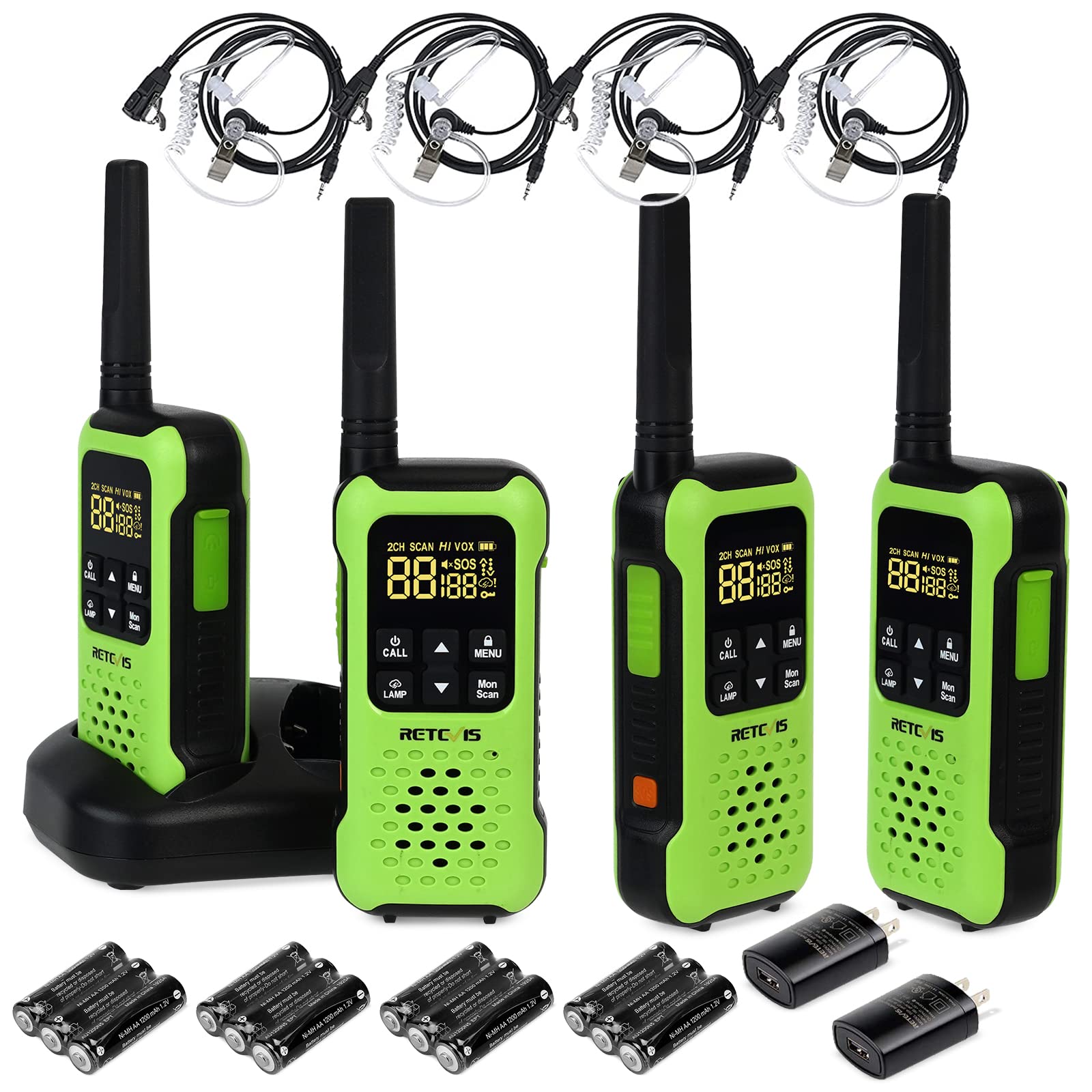 Retevis Rt49P Waterproof Walkie Talkie, Ip67 Portable Frs Two Way Radios, Handheld Walkie Talkies Rechargeable Floatable, Noaa, Flashlight Sos, For Golf, Fishing, Hunting 4 Pcs