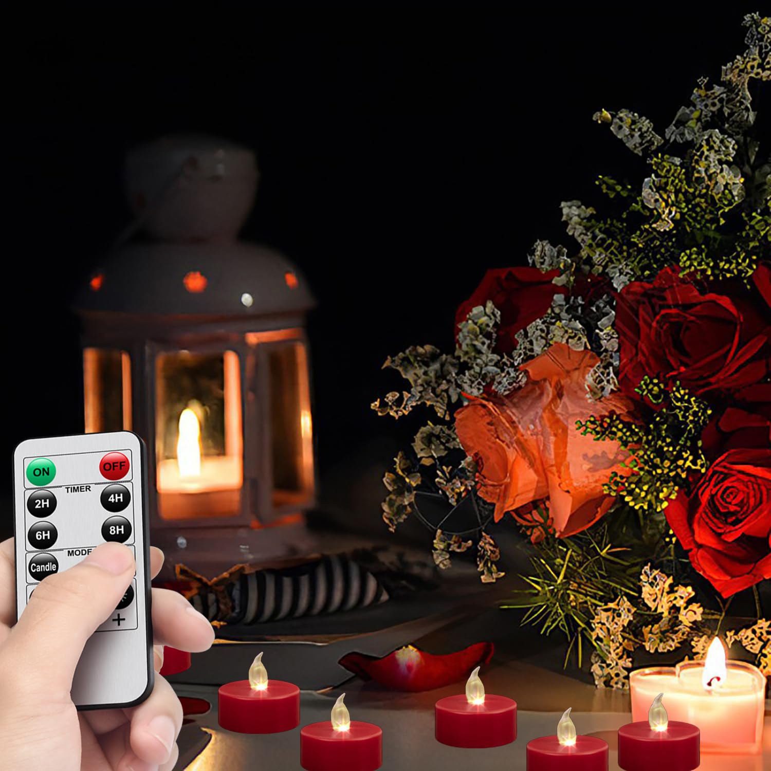 12Pack Remote Control Led Tea Lights Battery Operated Flameless Candles Realistic And Bright Flickering Long Lasting 400 Hours E