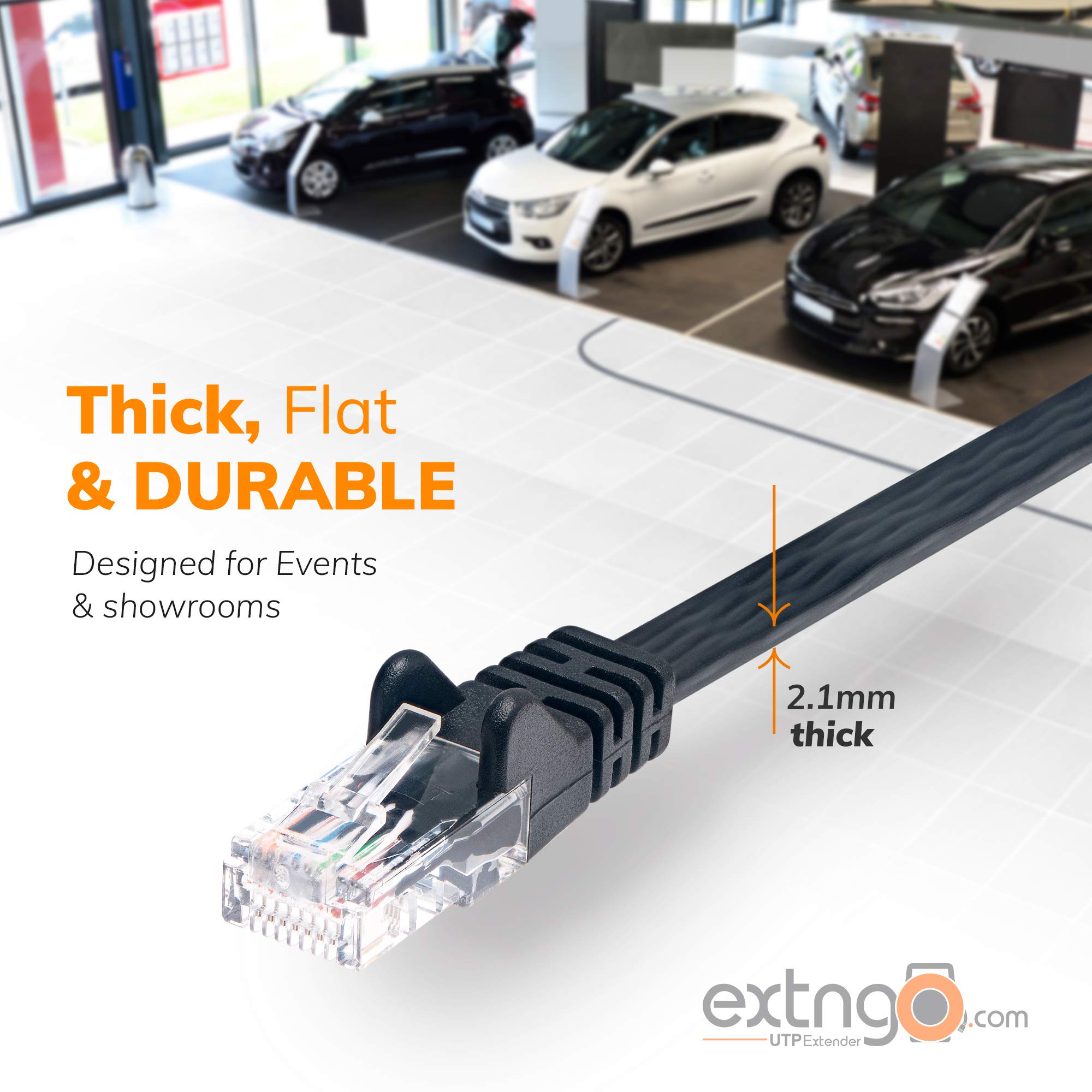 Extngo Retractable Network Cable Extender, 50 Ft (15 Meter) Cat 6 Ethernet Cable Flat Portable 1Gbps Data Speed Swiftly Setup Te