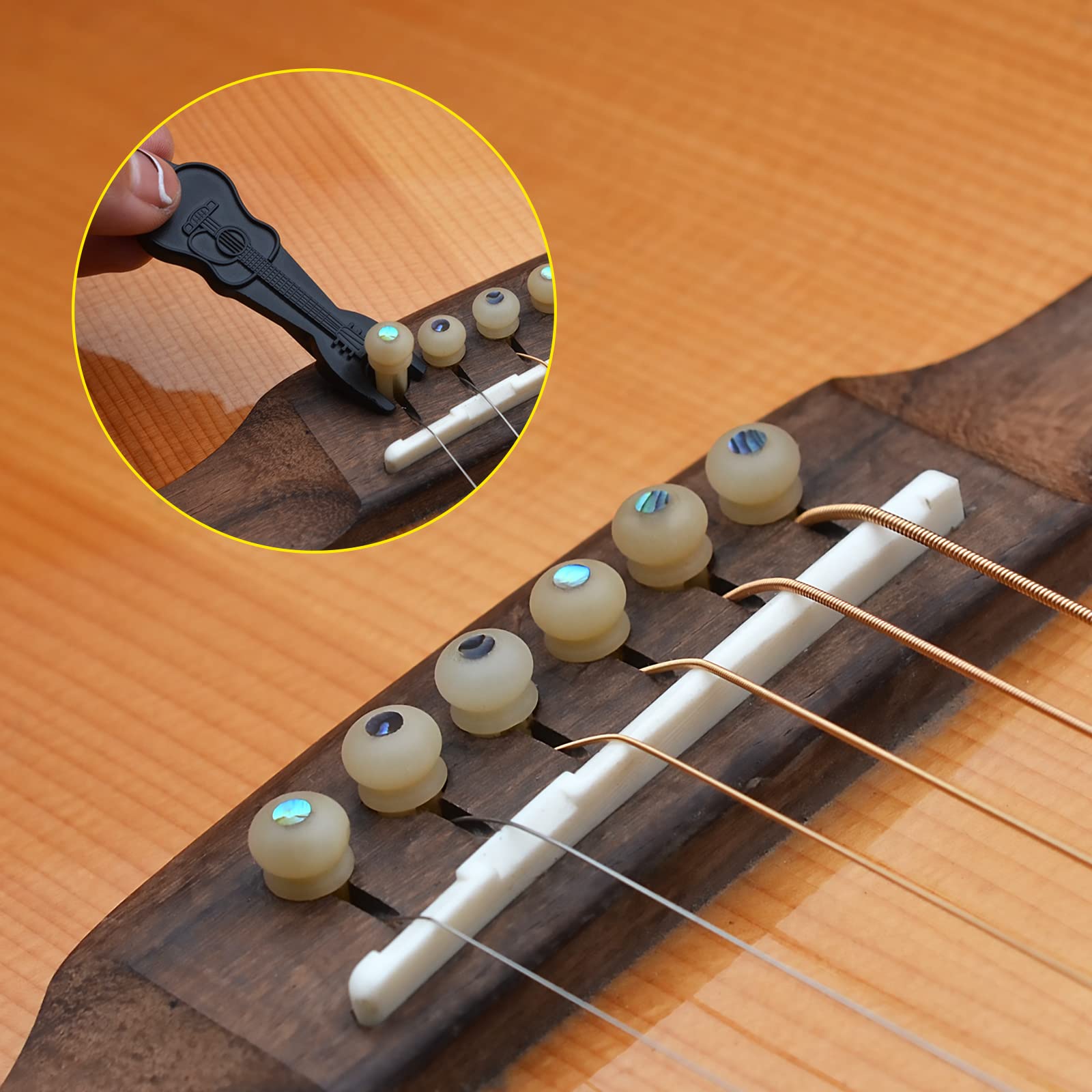 Maxcheer 6Pcs Guitar Bone Bridge Pins Natural Bone Color Replacement Parts With Abalone Dot