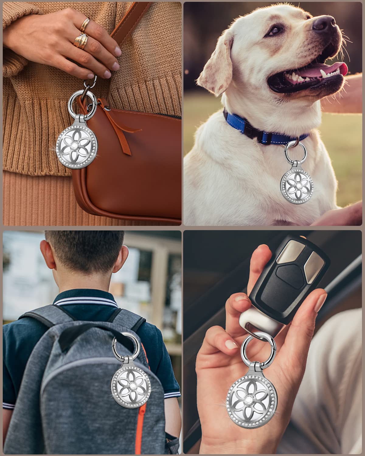 Deerlet Airtag Holder Airtag Case With Key Ring Airtag Keychain Metal Protective Apple Air Tag Holder For Dog, Cat, Kids, Keys,