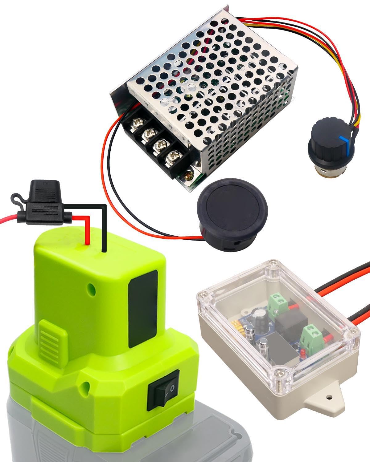 Power Wheel Battery Adapter Kit Fit For Ryobi 18V Lithium Battery, Battery Adapter Converter Kit, With Fuse Terminal & Protectiv