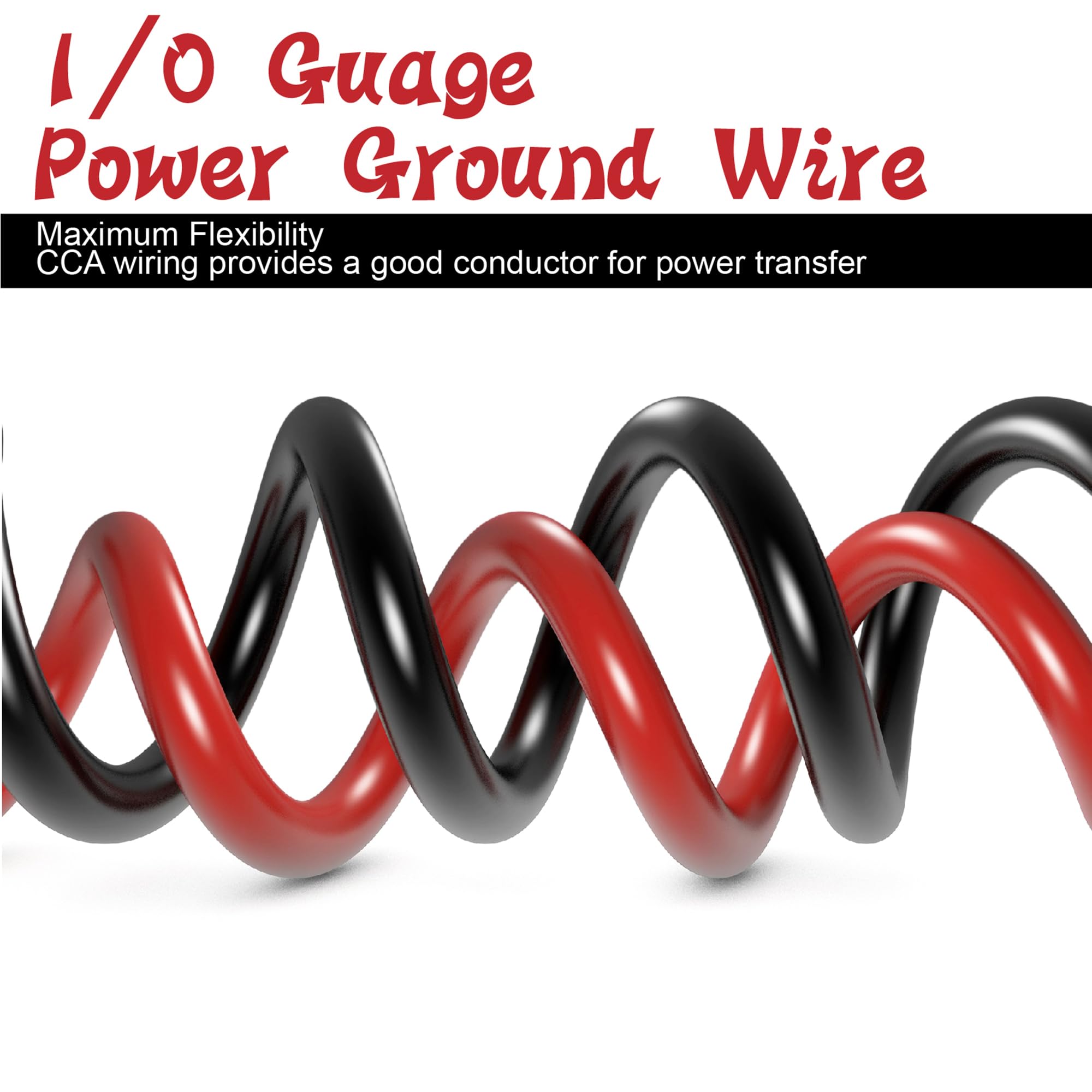 Tuolauthon 1/0 Gauge Wire Copper Clad Aluminum Cca Car Amplifier Power & Ground Cable,Primary Automotive Wire,Battery Cable For