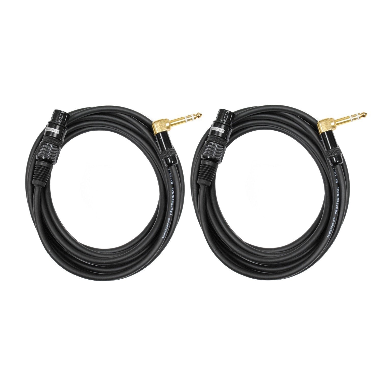 Audio2000'S C20 1/4 Inch Trs Right Angle To Xlr Female Cable (12 Feet 2 Pack)