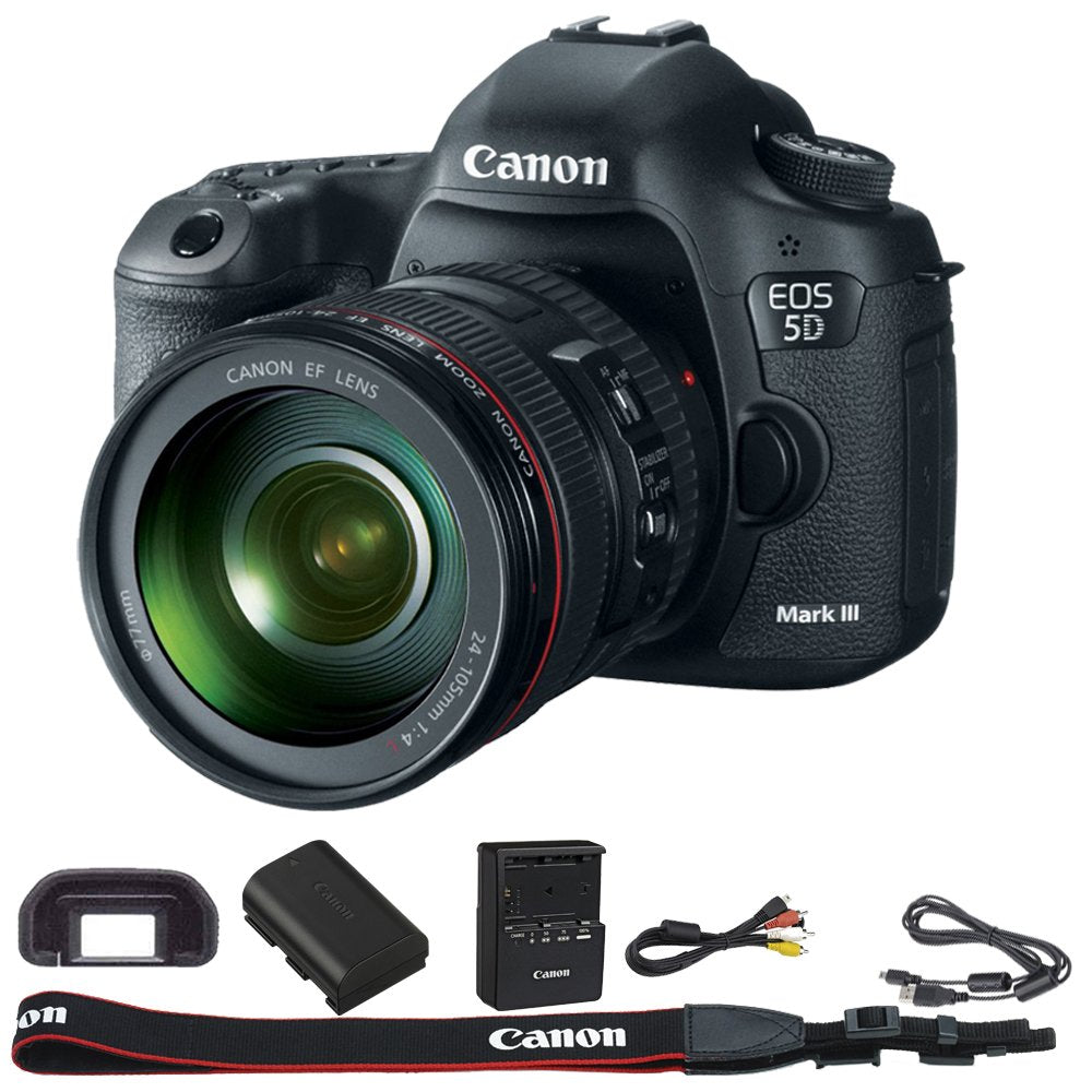 Canon EOS 5D Mark III 22.3 MP Full Frame CMOS Digital SLR Camera with EF 24-105mm f/4 L is USM Lens Black