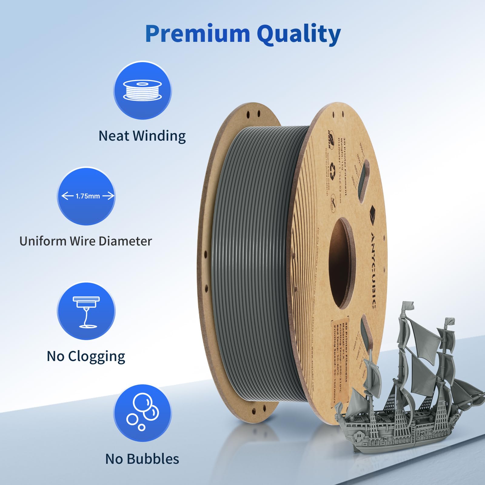 Anycubic Pla Filament 1.75Mm Bundle, 3D Printing Pla Filament 1.75Mm Dimensional Accuracy +/  0.02Mm, 1Kg Spool (2.2 Lbs), 2Kg G