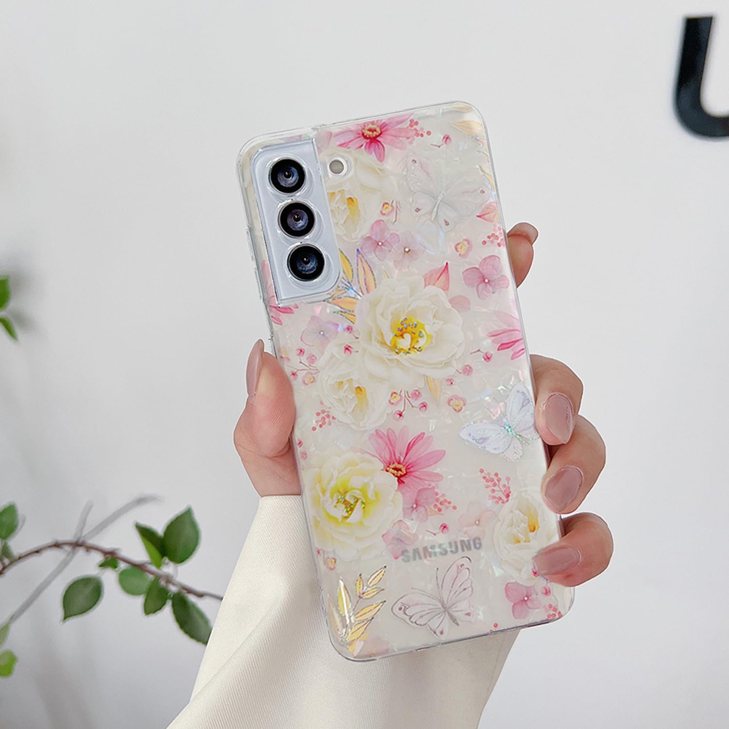 J.West Galaxy S21 5G 6.2'' Case, Luxury Sparkle Glitter Opal Design, Soft Silicone Slim Tpu Protective Cover For Women & Girls