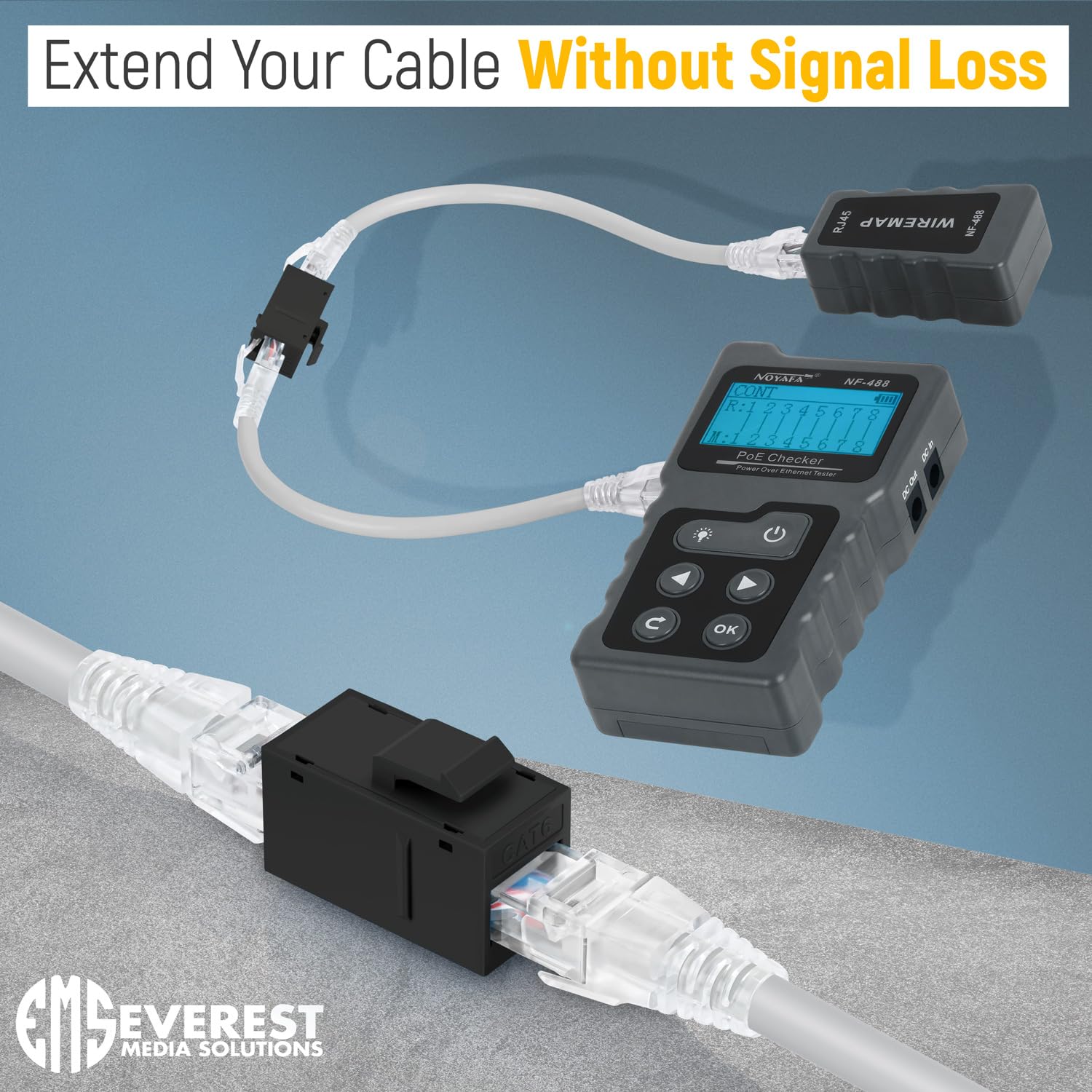 Everest Media Solutions Rj45 Cat6 Keystone Coupler In Black   6 Pack   Female To Female Ethernet Keystone Jack For Standard Wall