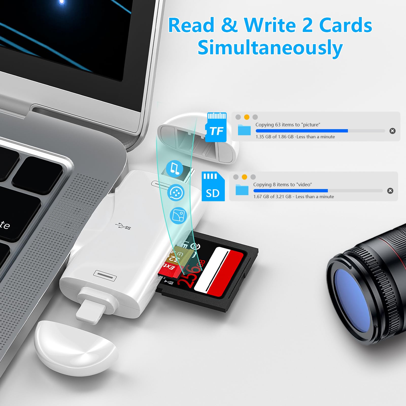 Sd Card Reader For Iphone Ipad Android Mac Computer Camera, 3 In 1 Usb C To Micro Sd Card Reader Trail Camera Viewer,Portable Me