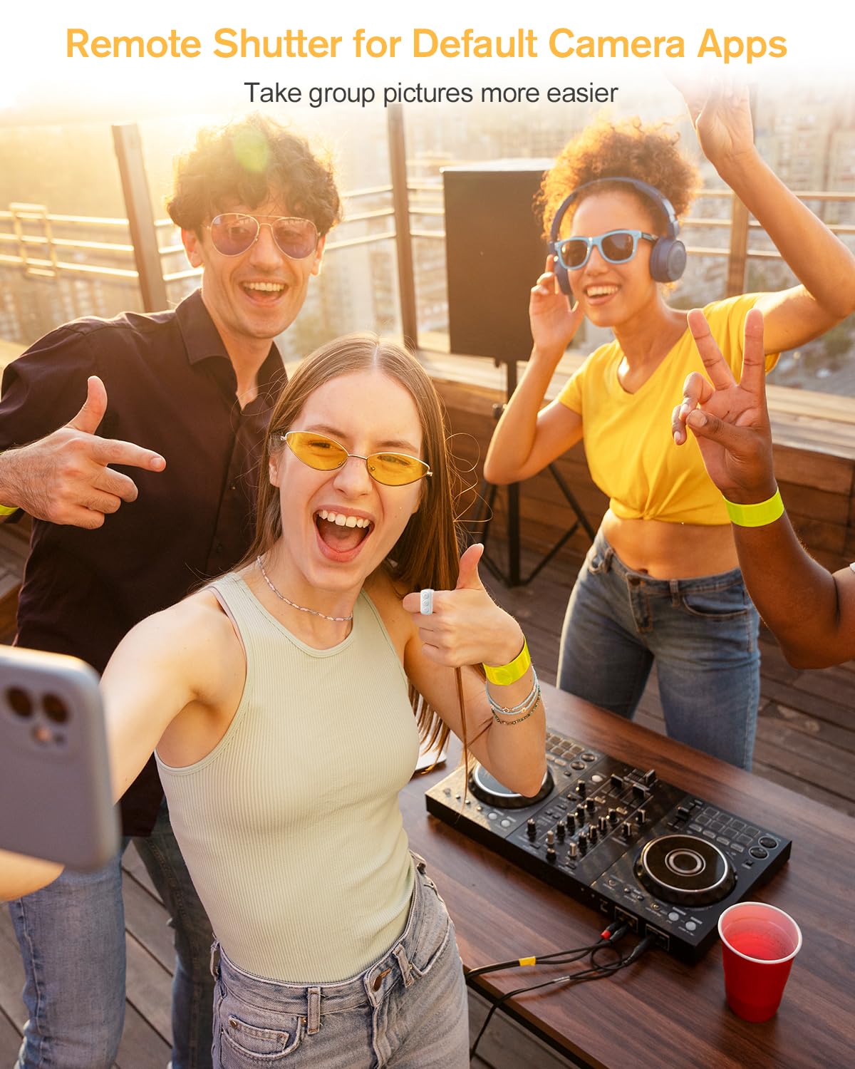 Adzerd Remote Control For Tiktok, Page Turner For Iphone/Ipad, Bluetooth Camera Video Recording Remote, Scrolling Ring For Tik Tok, Compatible With Ios/Android Phones & Tablets   White