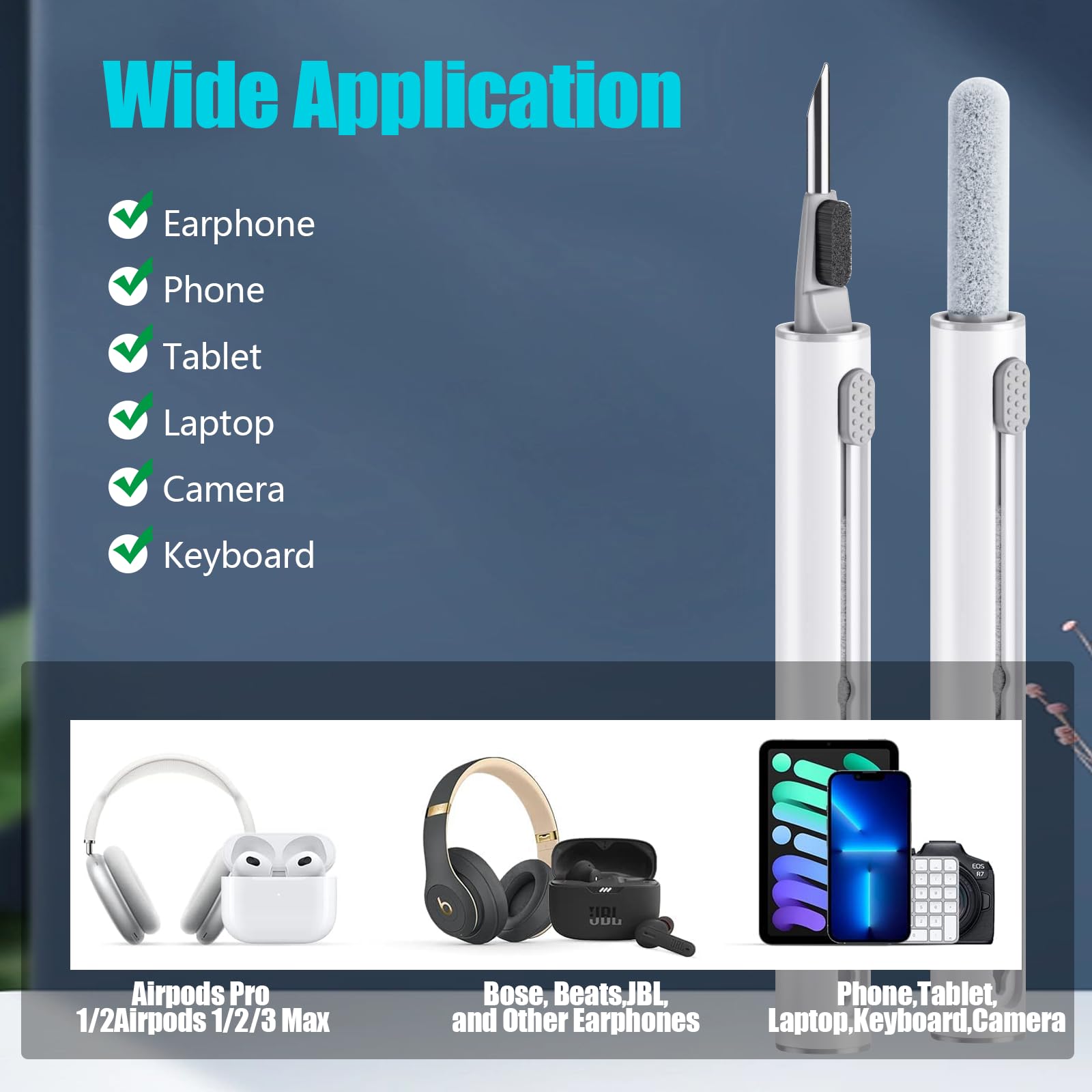 Akiki Cleaner Kit For Airpods, Earbuds Cleaning Kit For Airpods Pro 1 2 3, Phone Cleaner Kit With Brush For Bluetooth Earbuds Cl