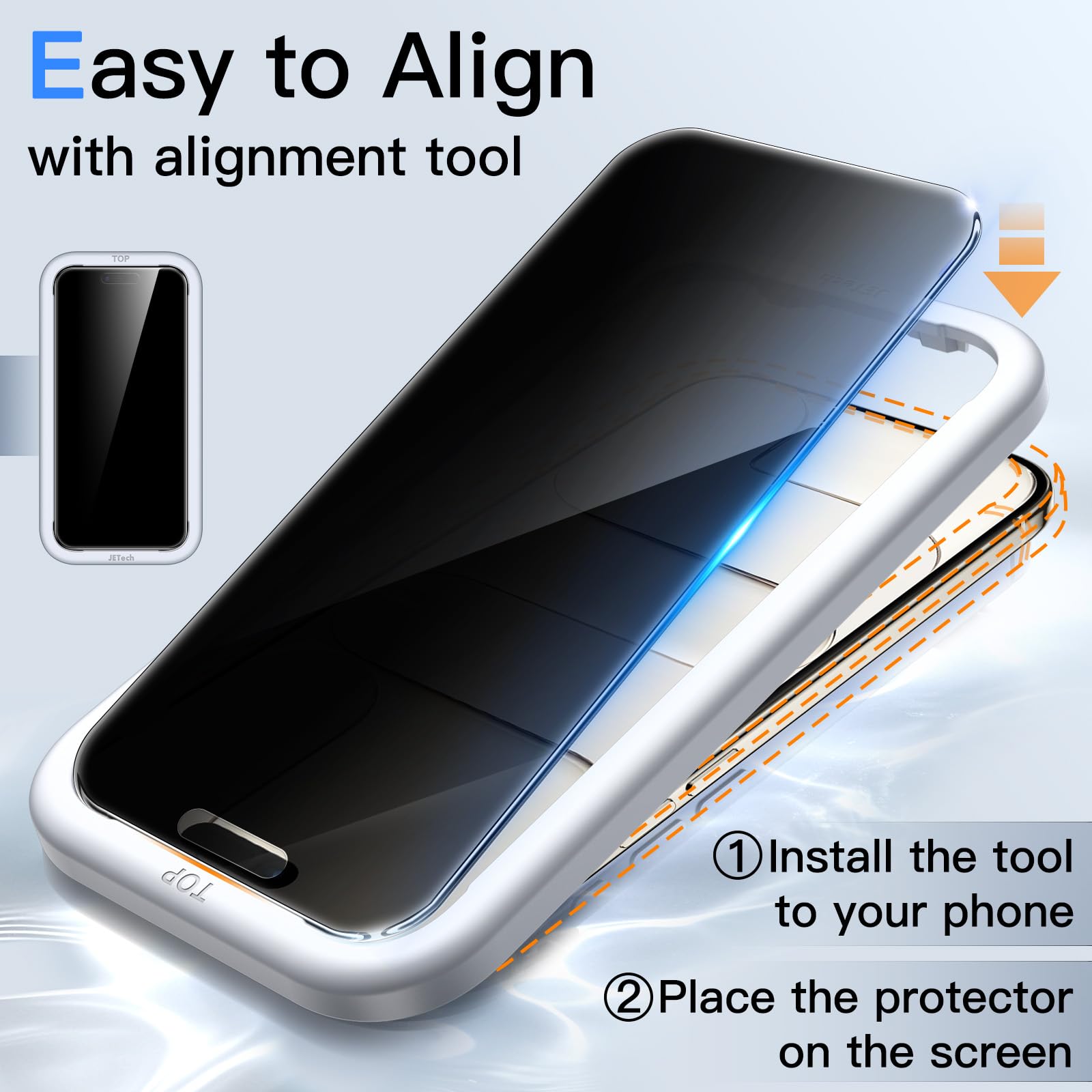 Jetech 360 Degree Privacy Screen Protector For Iphone 17 Air, 4-Way Anti-Spy Tempered Glass Film With Easy Installation Tool, 6.