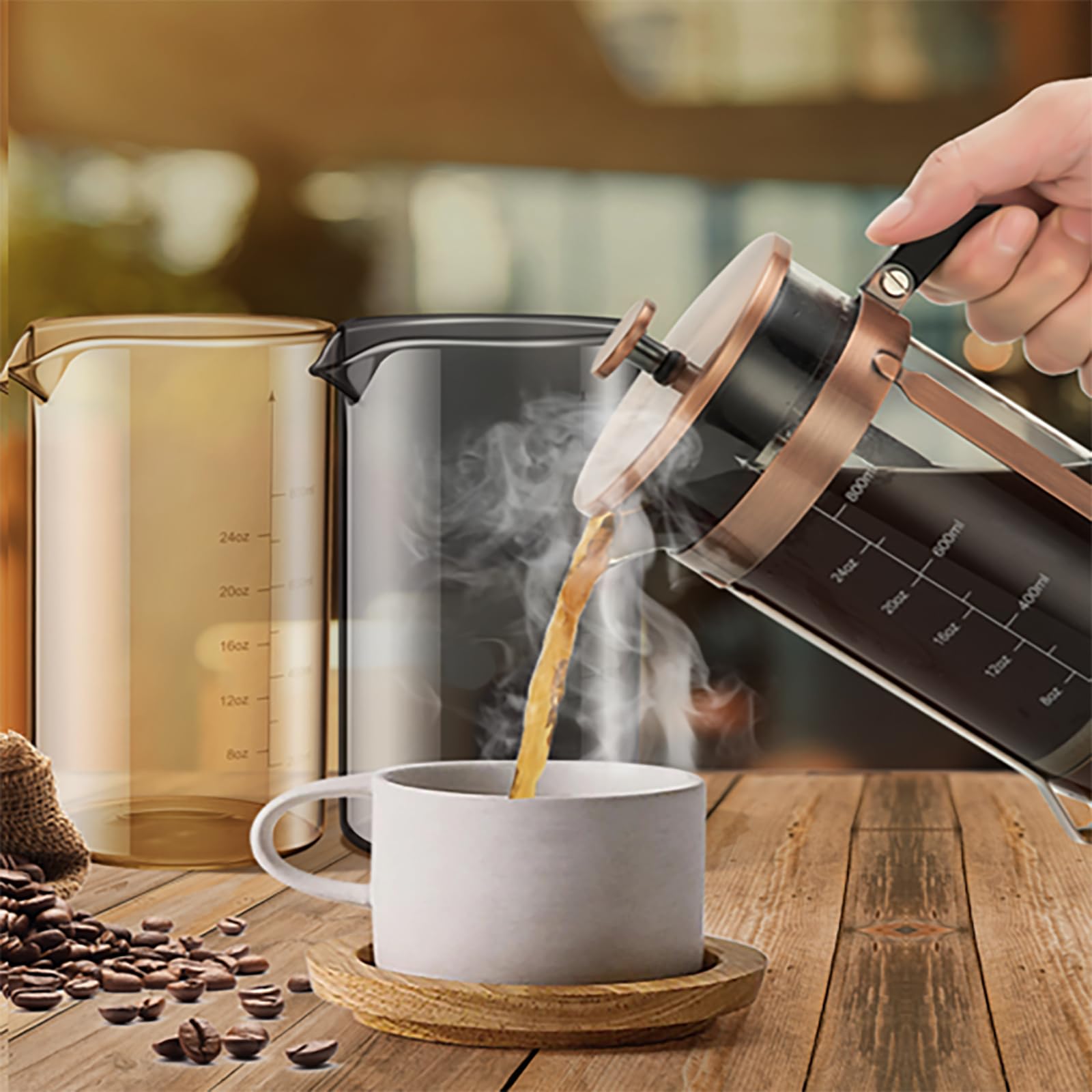 Ymmind Standard Universal Design 34 Oz French Press Replacement Glass Beaker, Fits Most Brands French Press Coffee Makers (1Quar