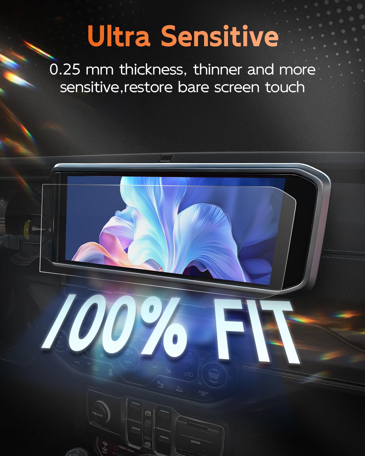 Cdefg 2 Pcs Anti Reflection Screen Protector For 2024 Jeep Wrangler/Jeep Gladiator 2024 Accessories For Wrangler/Gladiator, Jeep Wrangler 4Xe 2024 12.3' Ar Ultra Clear, Anti Glare, 2Pcs