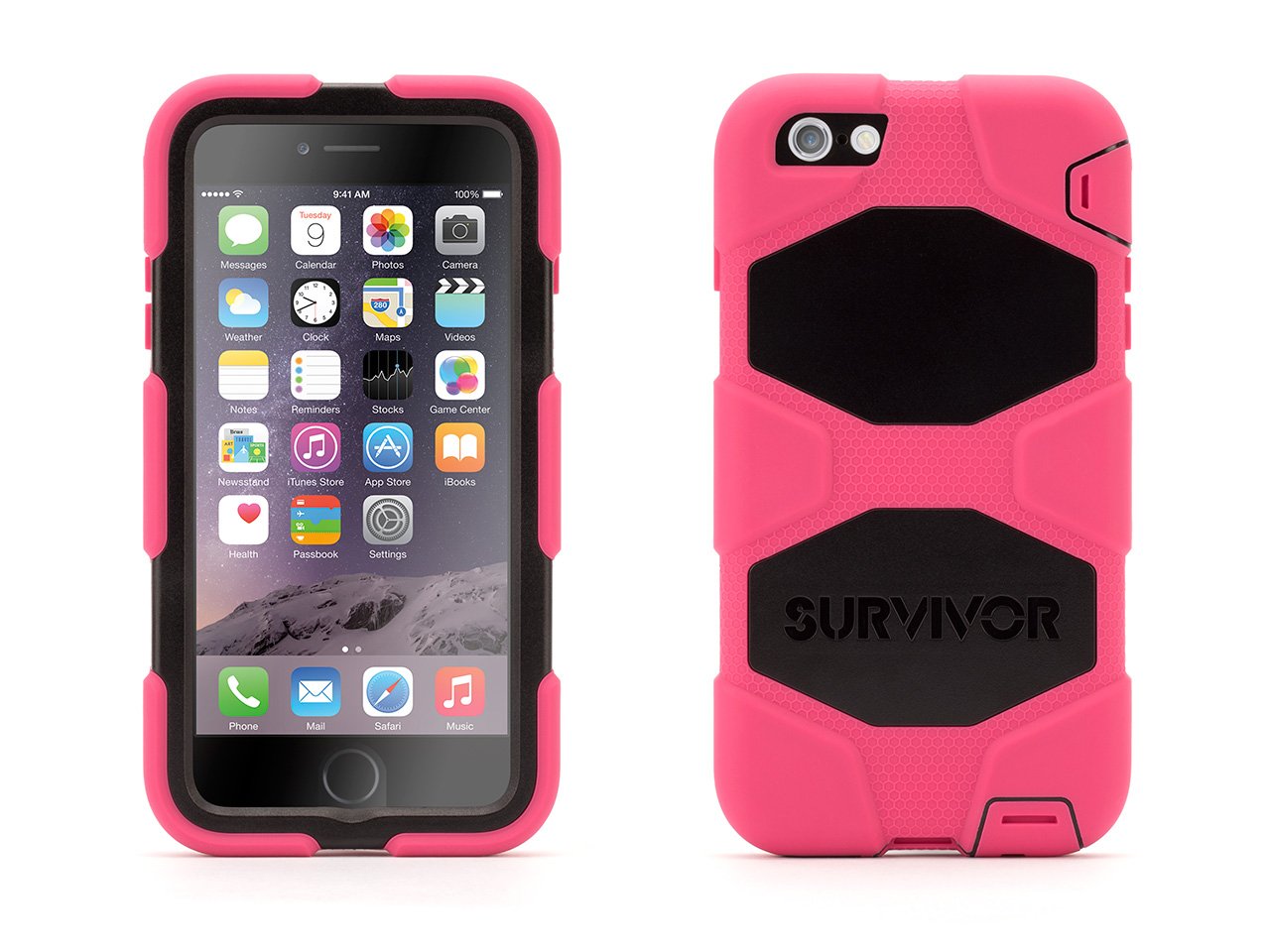 Pink/Black Survivor All Terrain Case + Belt Clip For Iphone 6 Plus/6S Plus