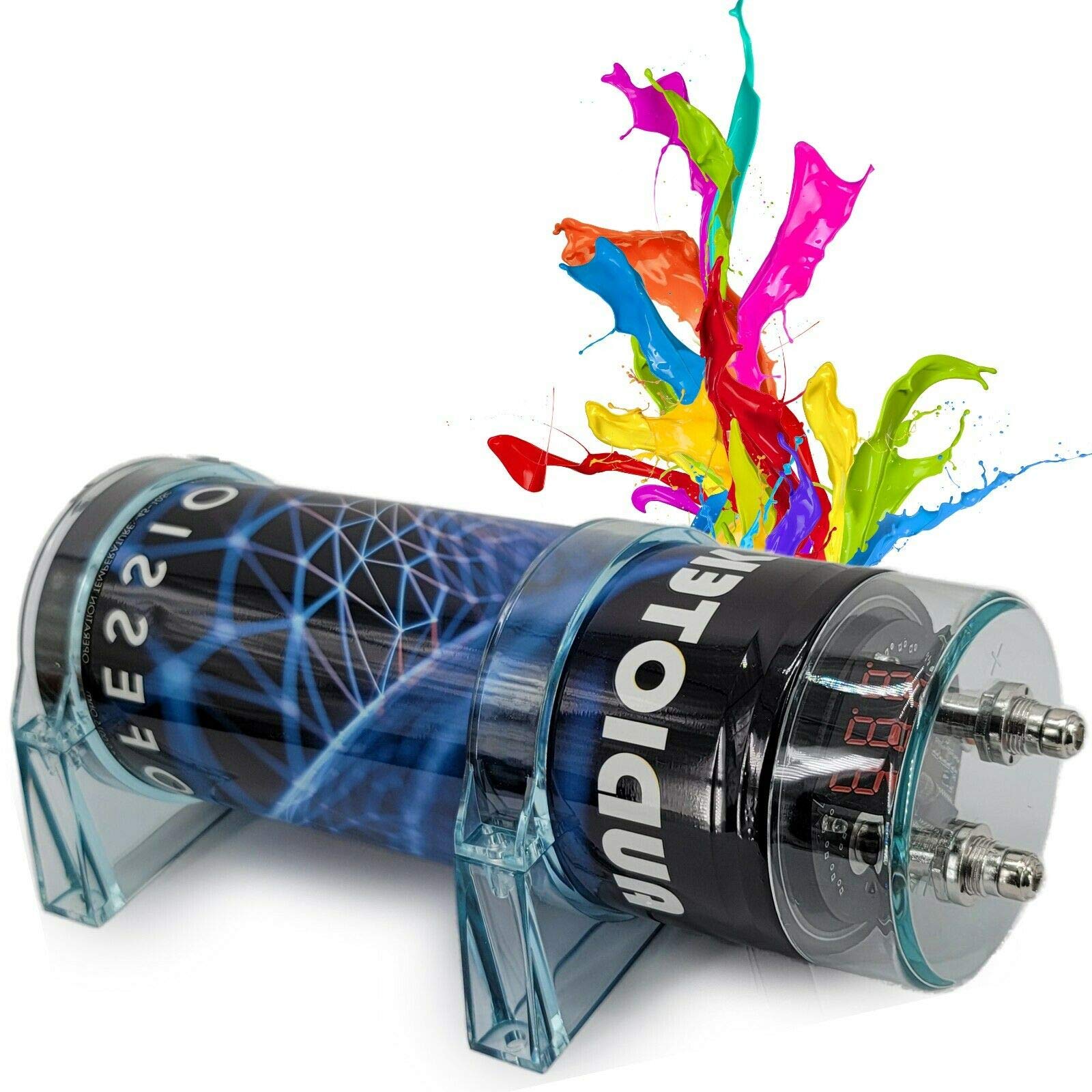 AUDIOTEK 3.5 Farad Car Audio Capacitor, 12V, 3500W, Digital Voltage Display, Chrome Plated Battery Post