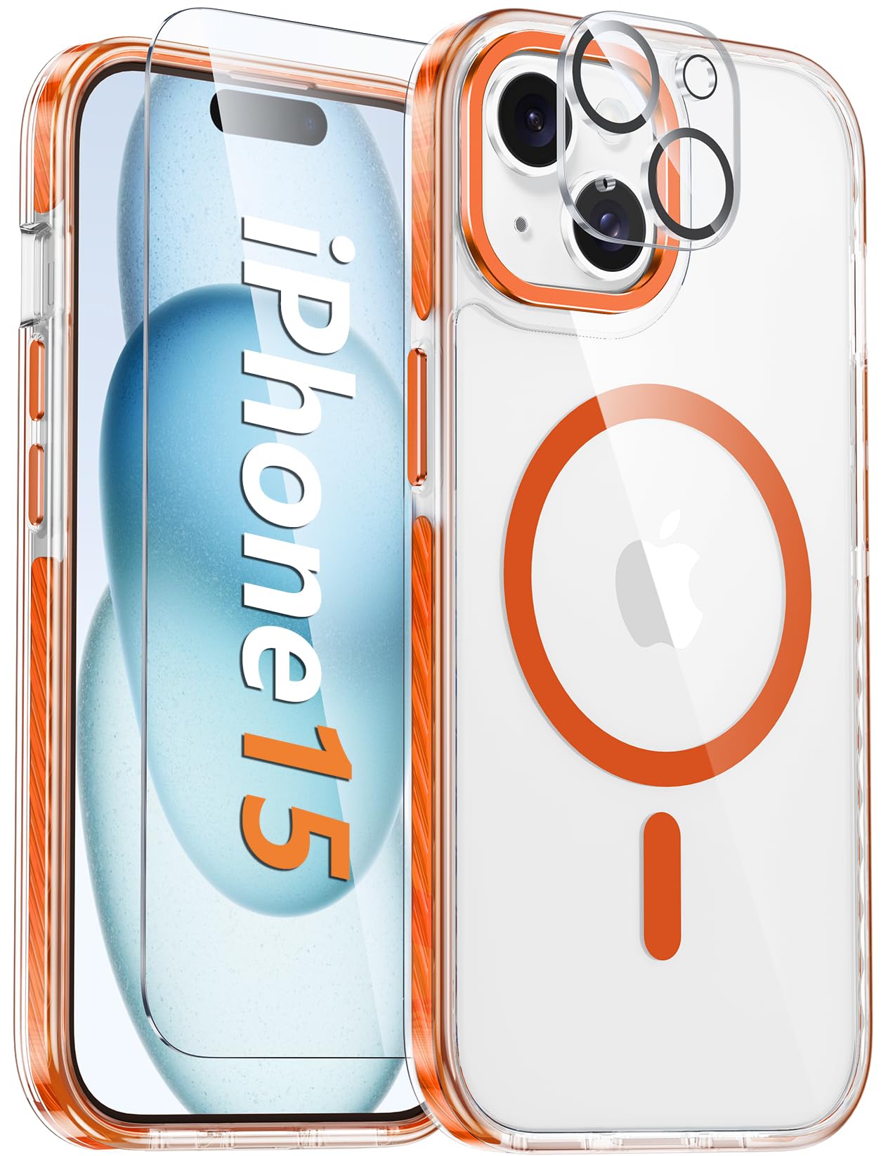 Fntcase For Iphone 15 Magnet Case: Magnetic Shockproof Clear Slim Protective Cell Phone Cover | Rugged Drop Protector With Built