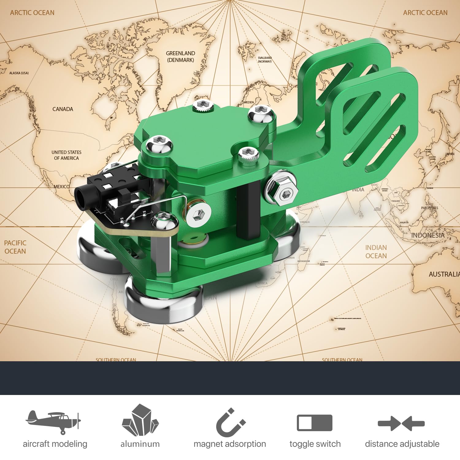 Mini Morse Radio Key Double Paddle Morse Code Key With Stainless Steel Body Three Neodymium Magnets Base Green