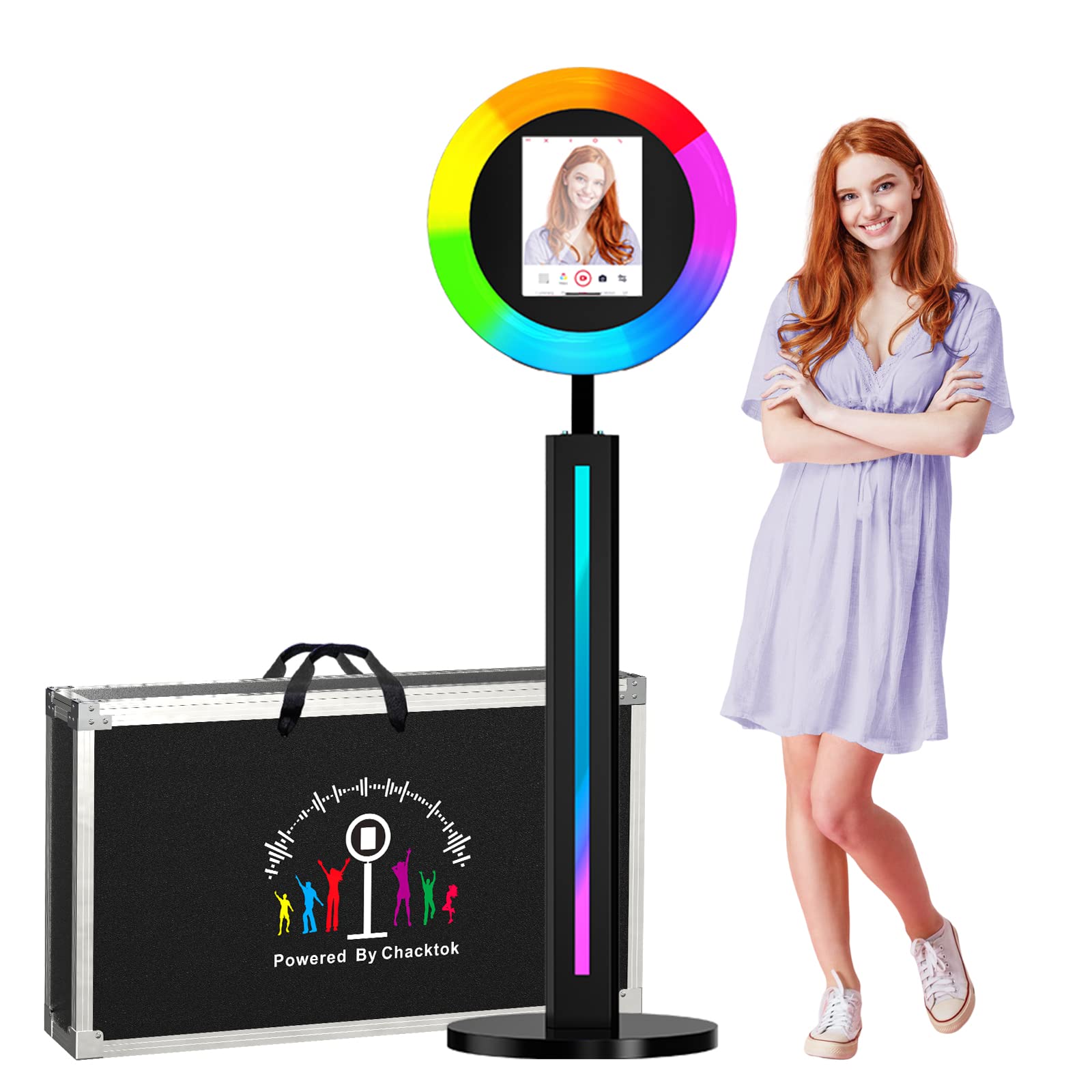 Sioxcfz Portable Photo Booth Machine Stand For Ipad 10.2'' 10.9'' 11'' 12.9''Photo Props Software App Control Ring Light Music S