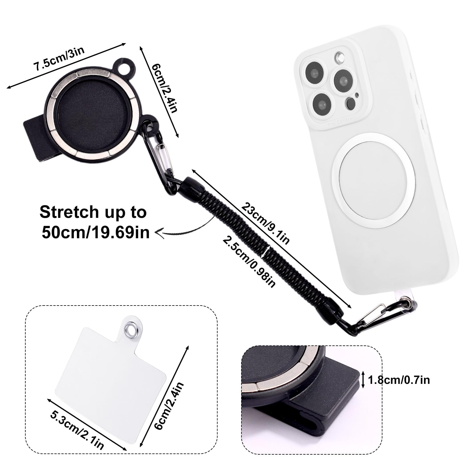 Lyreh Backpack Strap Magnetic Clip For Cellphone, Magnetic Phone Holder With Safety Strap Phone Bag Shoulder Clip For Mountainee