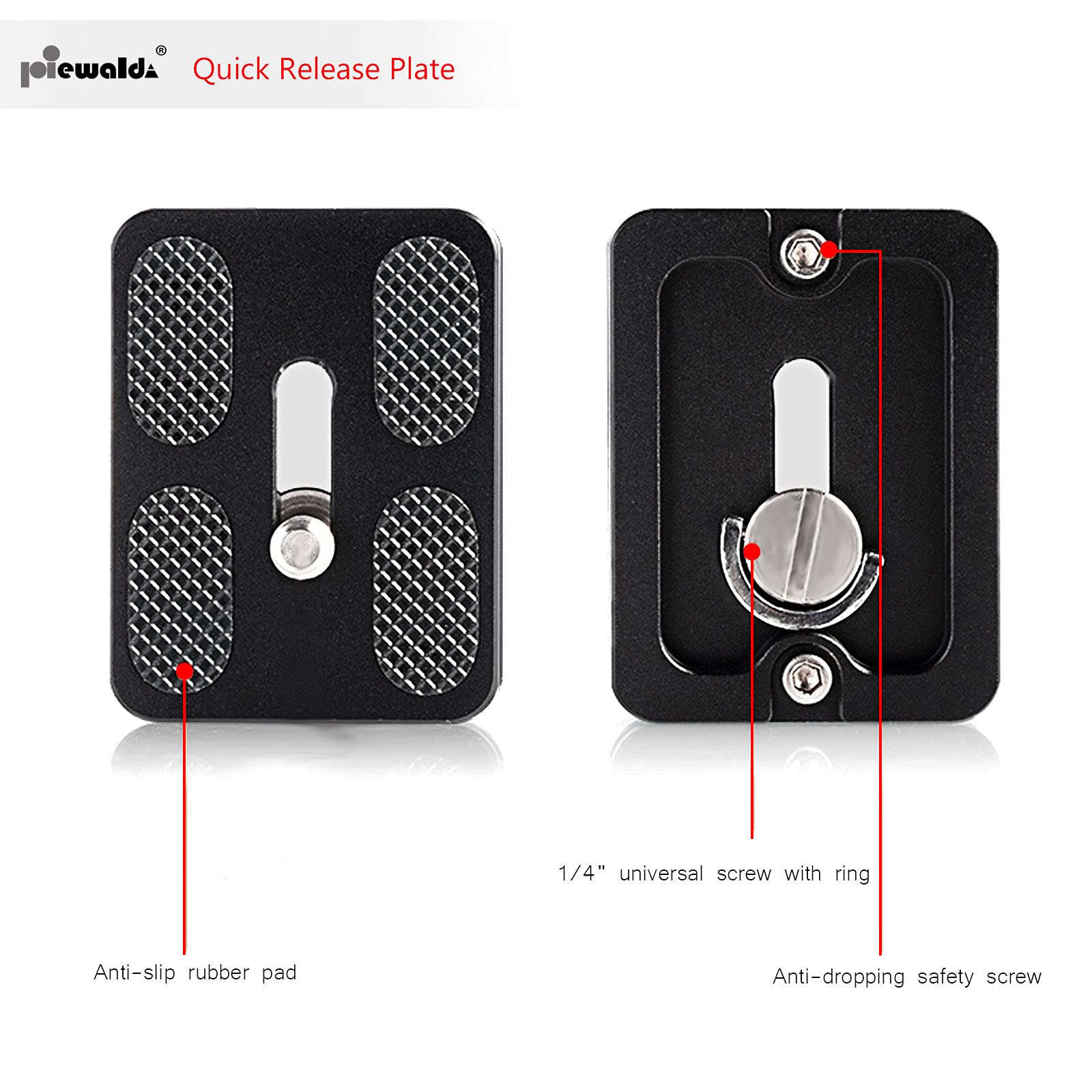 Niewalda Universal Tripod Quick Release Plate, Quick Release Plate, Arca Swiss Plate With 1/4 Inch Slotted Screw, C Ring/D Ring Screw, 1/4' 3/8' Screw, For Dslr Camera Tripod Ball Head(Pu 50)