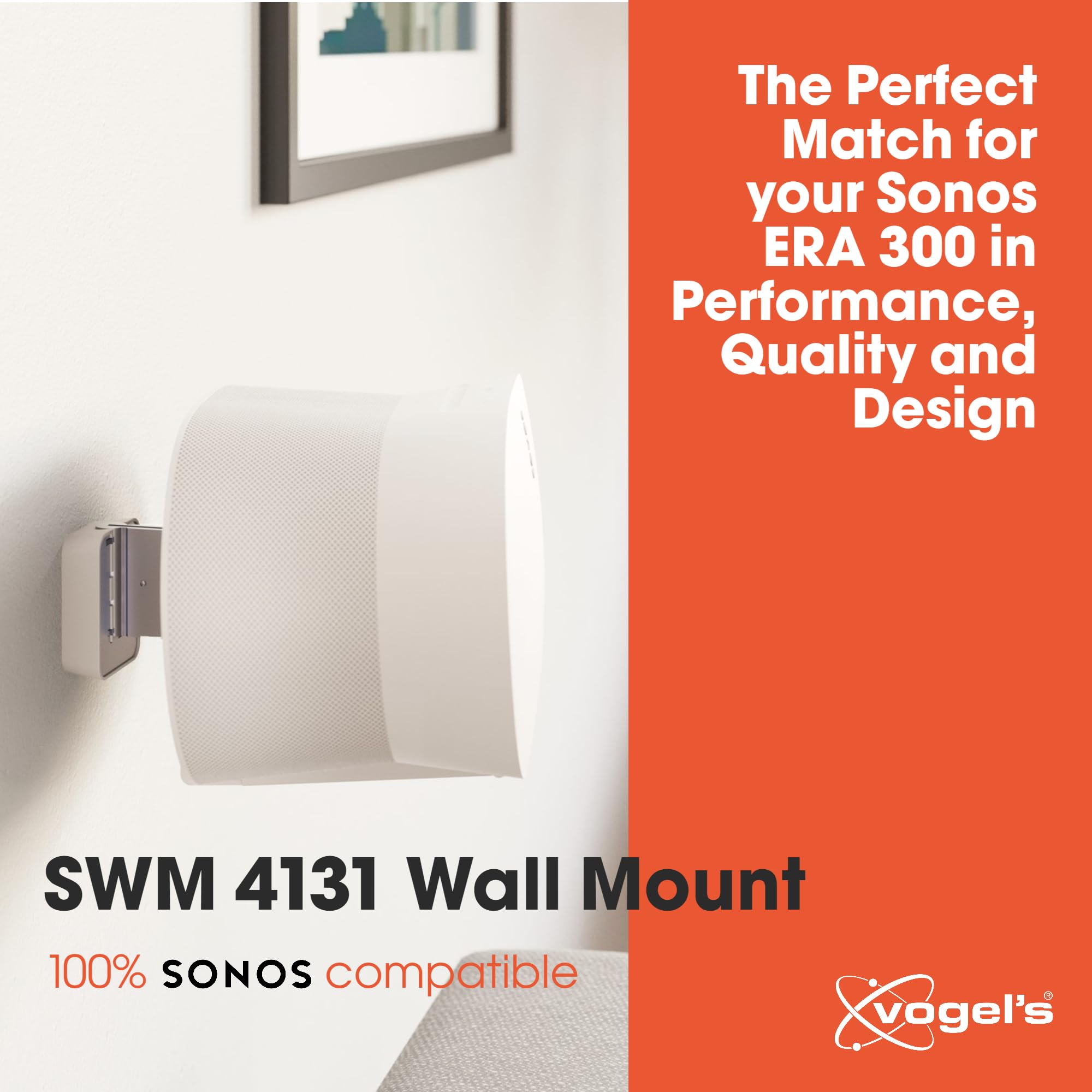 Vogel'S Swm 4131 Speaker Wall Bracket For Sonos Era 300, Max. 11 Lbs (5 Kg), Tiltable  30/+30, Swivels Up To 60 (Left/Right), Wh