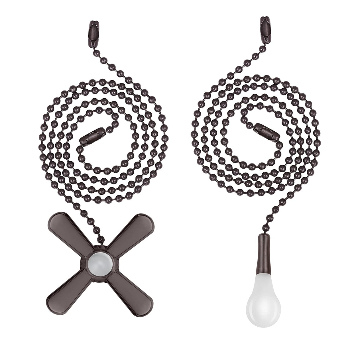 Ceiling Fan Pull Chain, 2 Pack 3Mm Diameter Beaded Ball Fan Pull Chain, 24 Inches Fan Pulls Set With Connector (Orb)