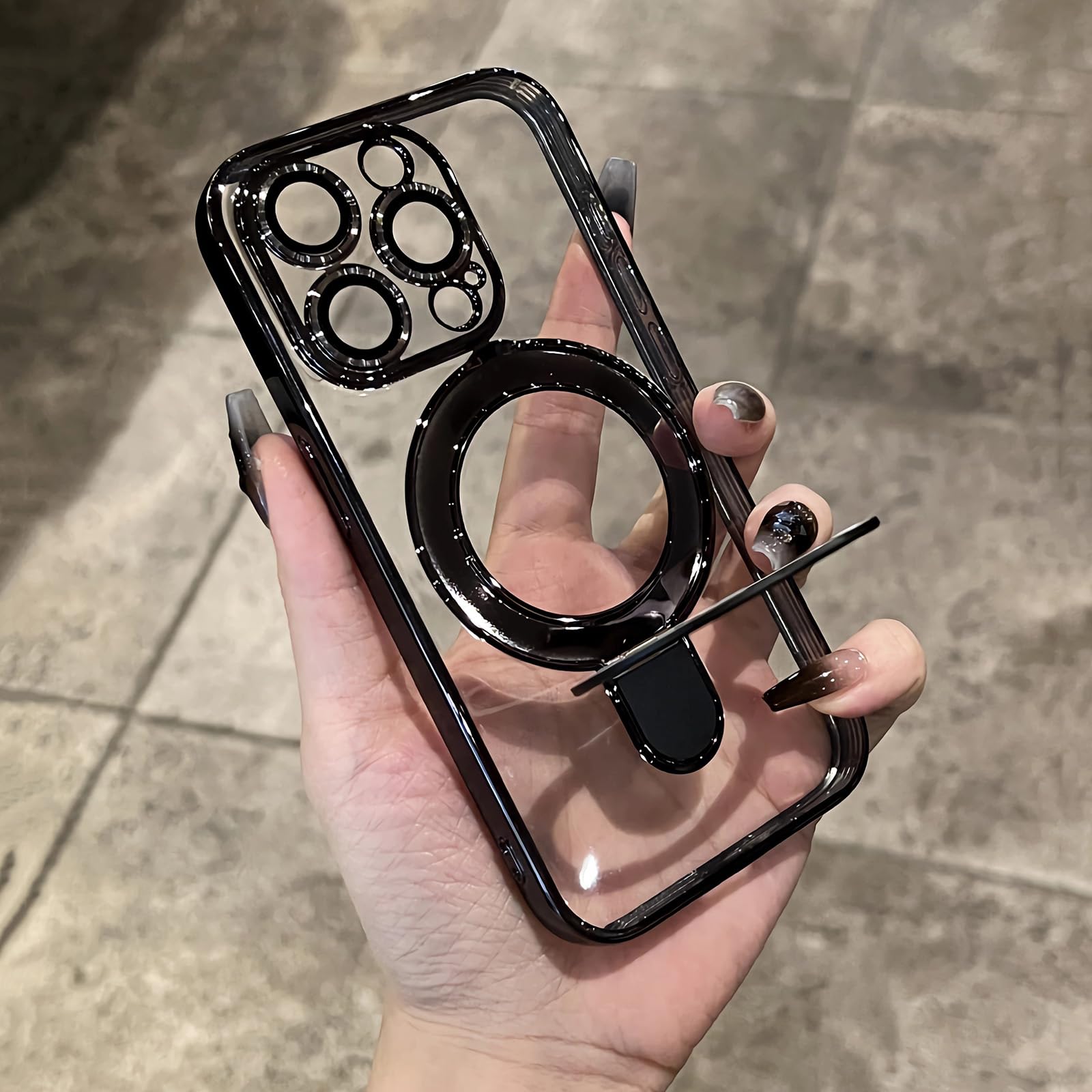 Lxk Magnetic Invisible Stand For Iphone 16 Pro Max Case 6.9'' Compatible With Magsafe, Military Grade Protection, With Camera Pr