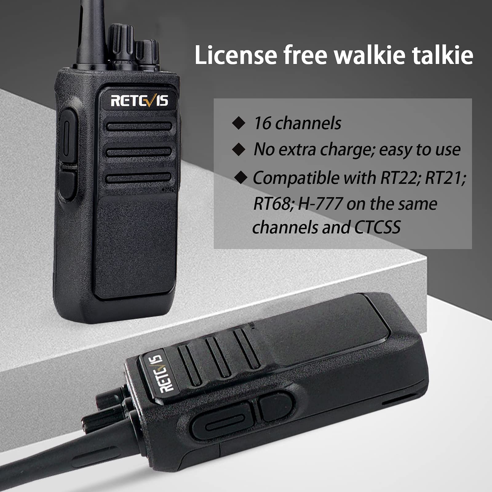 Retevis Rt17 Walkie Talkies Long Range, Durable Two Way Radio Rechargeable With Usb Charger Base, Portable 2 Way Radios With Earpieces Mic, For Adults School Security Warehouse Construction(6 Pack)