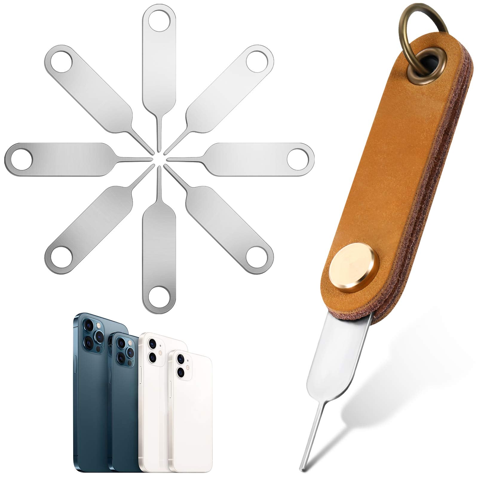 Weewooday 20 Pcs Sim Card Removal Tool Universal Sim Card Pin Card Tray Eject Pin Ejector Tool with 1 Detachable Keychain Charm 