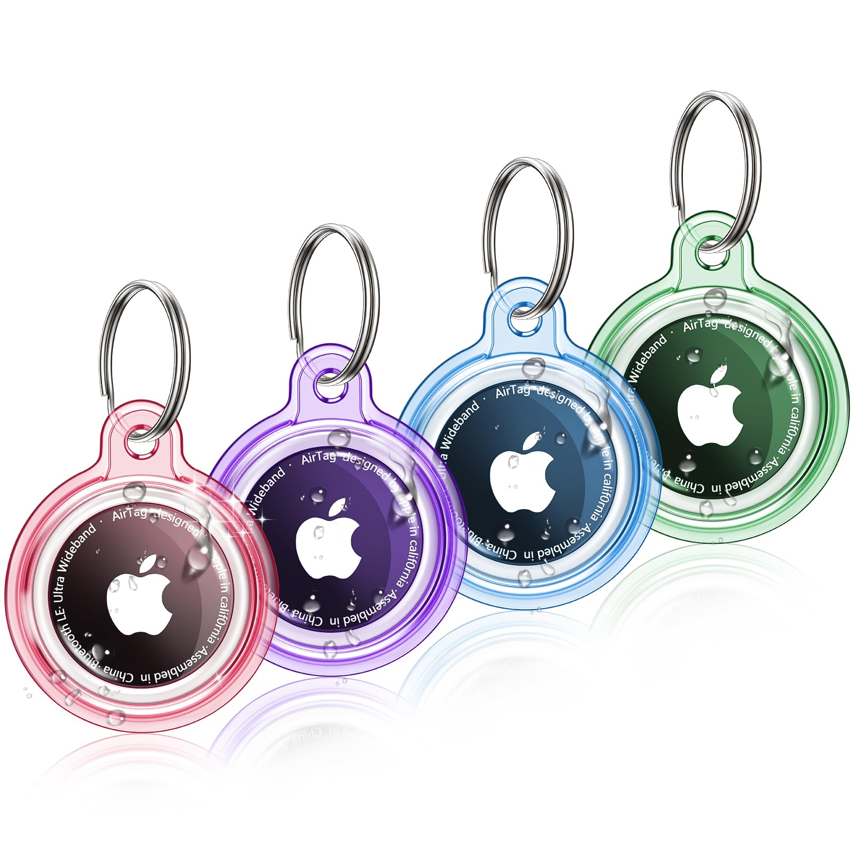 4 Pack Airtag Holder,Air Tag Case With Keychain,Lightweight Anti Scratch, Easy Installation,Shockproof & Dustproof For Gps Recei