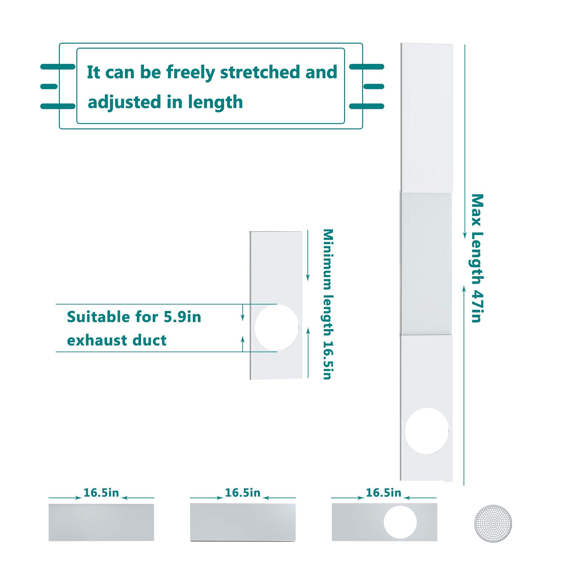 Daisypower Portable Air Conditioner Window Kit,Adjustable Window Vent Kit For Sliding Window,Portable Air Conditioner Replacemen