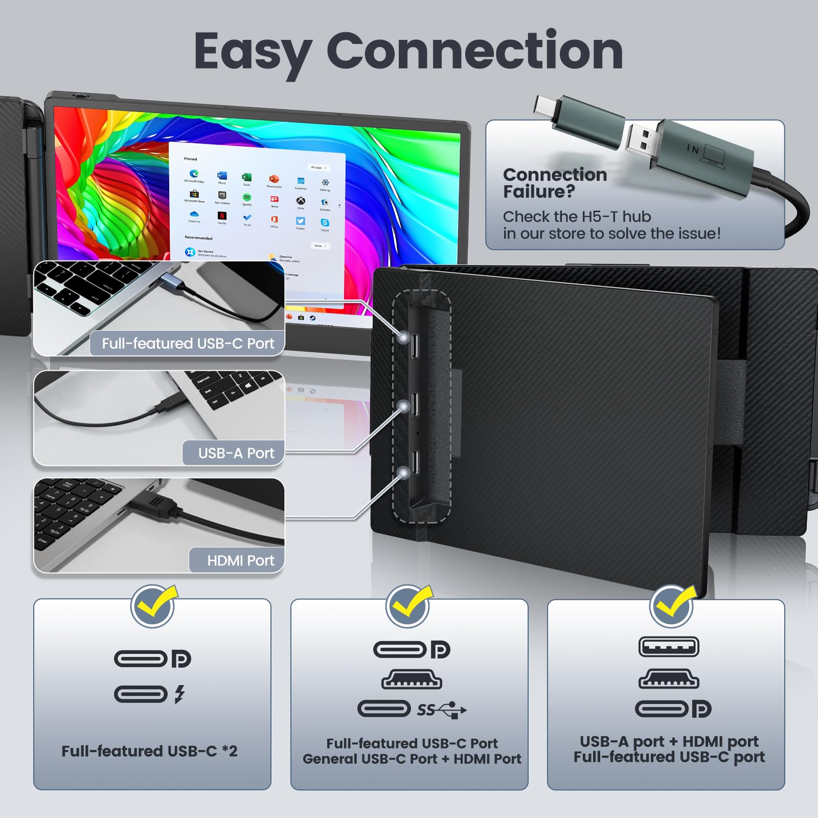 Teamgee Laptop Screen Extender, 14    Full Hd Portable Monitor For Laptop With Dual Speakers & Flexible Kickstand, Plug Play Lap